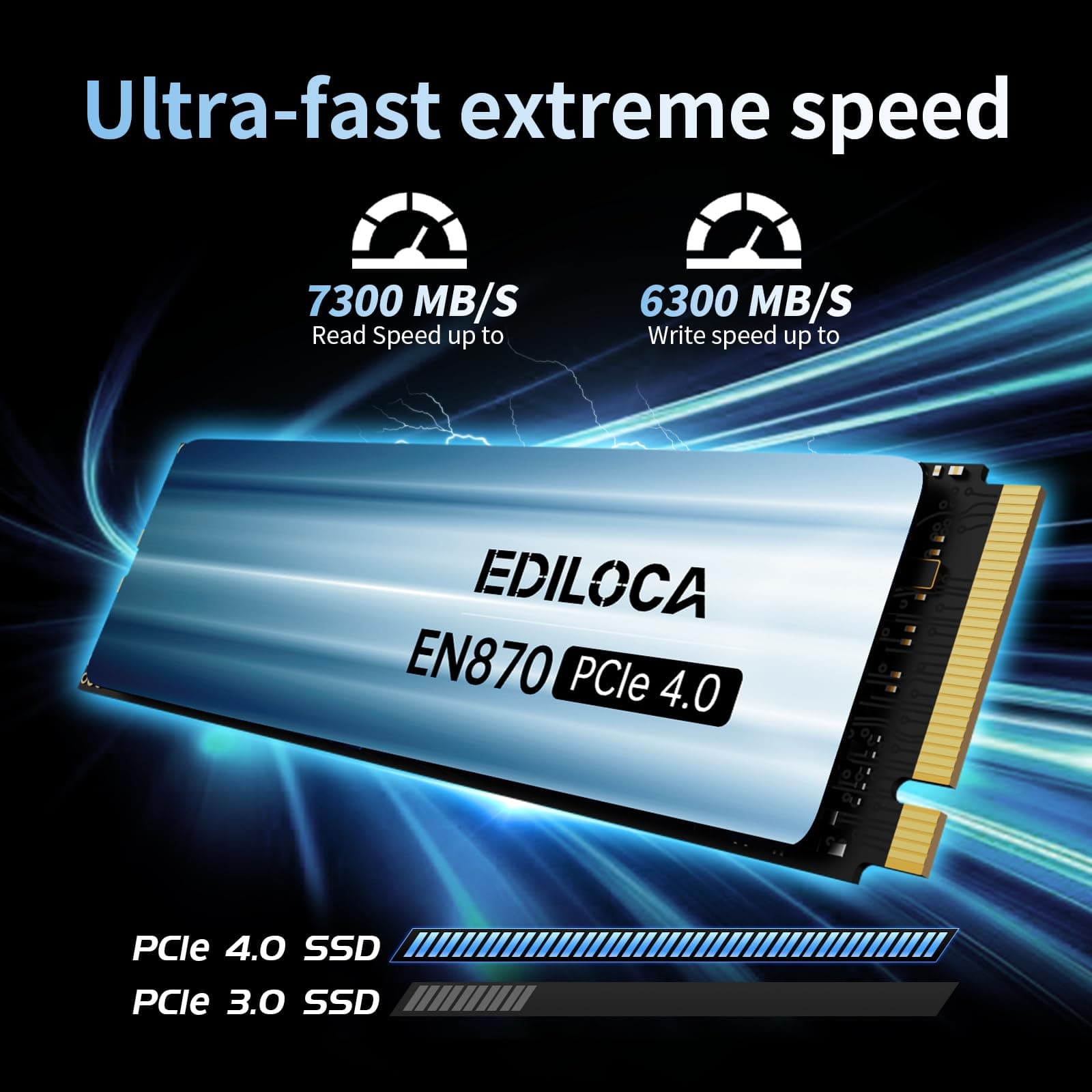 Ediloca EN870 SSD 4TB NVMe SSD M.2 PCIe Gen4, Interne SSD, bis zu 7450 MB/s, 3D NAND TLC, Internes Solid State Drive, dynamischer SLC-Cache, kompatibel mit PS5 und PC 4TB 7450MB/s Bild 3