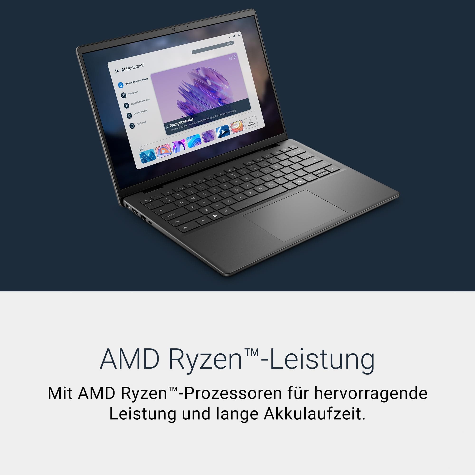 Dell 14 Laptop DC14255 Copilot+ PC 14" 2K (1920×1200) AMD Ryzen 5 220, 16GB RAM, 512GB SSD, AMD Radeon Grafik, QWERTZ Hintergrundbeleuchtete Tastatur, Windows 11 Home, Wi-Fi 6 – Carbon Black Ryzen 5 220 16 GB 512GB SSD Bild 2
