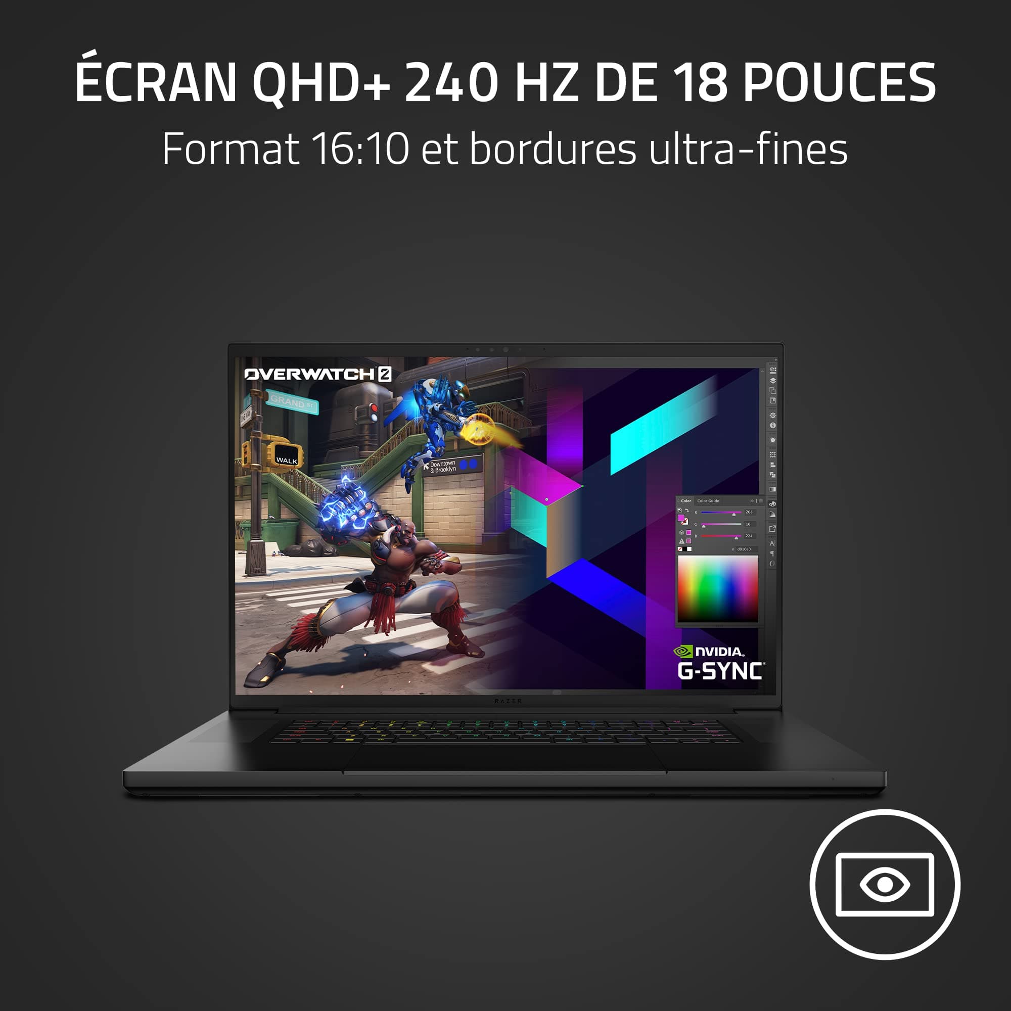 Razer Gaming Blade Laptop 18 Zoll – Display QHD+ 240 Hz – Intel Core I9 13950HX – 16 GB DDR5 5600 MHz – RTX4070 TDP 140 W – 1 TB SSD NVME – Tastatur Azerty 18'' - 2023 4070 Bild 2