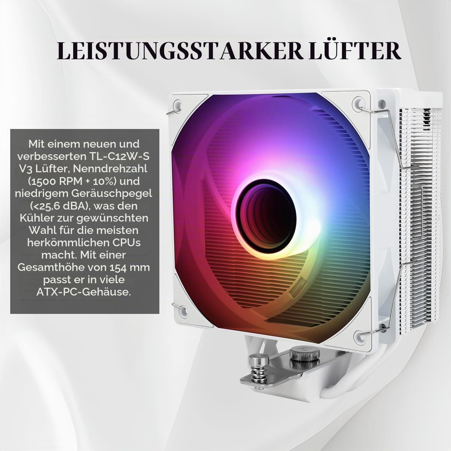 Thermalright Assassin Spirit 120 Vision ARGB White CPU-Kühler,Computer-Kühlkörperkühler 4 Heatpipes,PC-Bildschirm CPU-Kühlung mit 1,54 Zoll,240x240 Auflösungsvermögen, für AM4/AM5 und LGA1700/1851 Bild 7