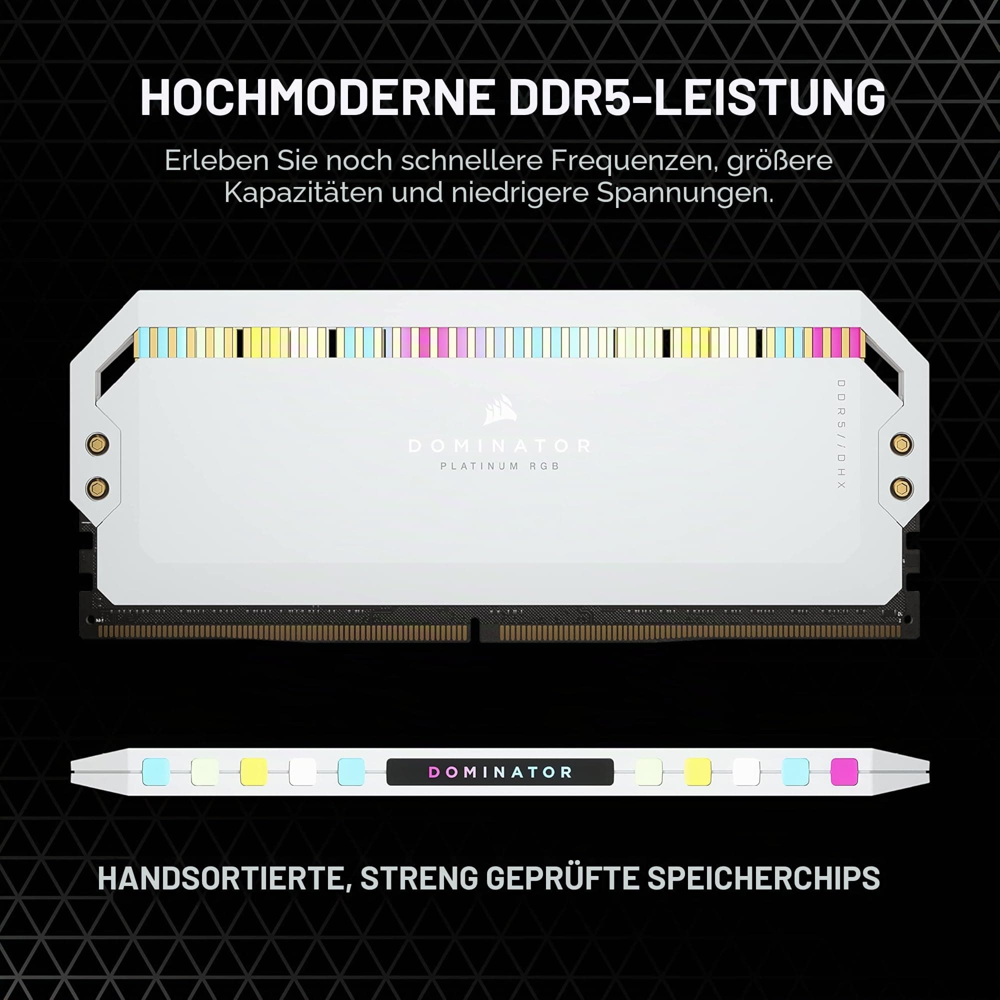 Corsair Dominator Platinum RGB DDR5 32GB (2x16GB) 6200MHz C36 Intel Optimierter Desktop-Speicher (Onboard-Spannungsregelung, Patentierte CORSAIR DHX-Kühlung, 12 Ultrahelle CAPELLIX RGB-LEDs) Weiß Bild 5