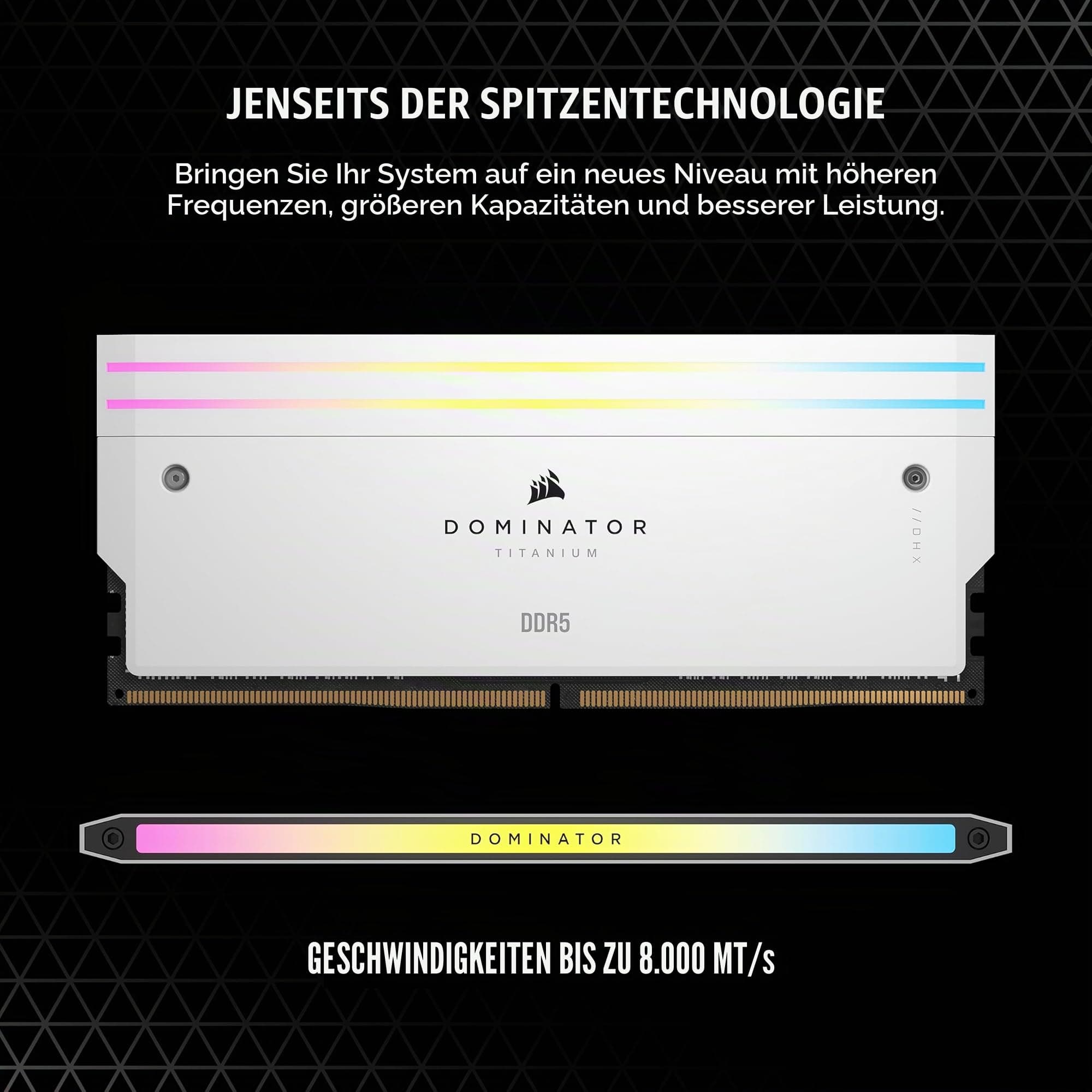 CORSAIR Dominator Titanium RGB DDR5 RAM 64GB (4x16GB) Bis zu 6400MHz CL32 Intel XMP 3.0 Desktop-Arbeitsspeicher – Weiß (CMP64GX5M4B6400C32W) Bild 5