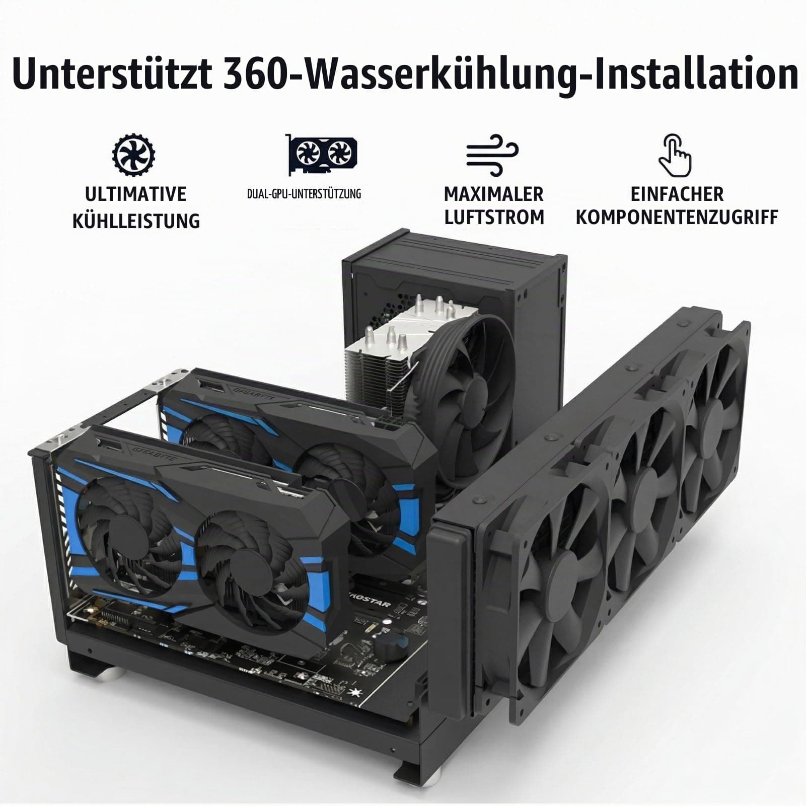 DIY-Gaming-Computer-Gehäuse-Rack, Leistungsstarkes, Kühlendes Stahlplatten-Computer-Offenes Gehäuse-Rack, Offenes ATX-Motherboard-Rack für Computer, Offenes at Bild 3