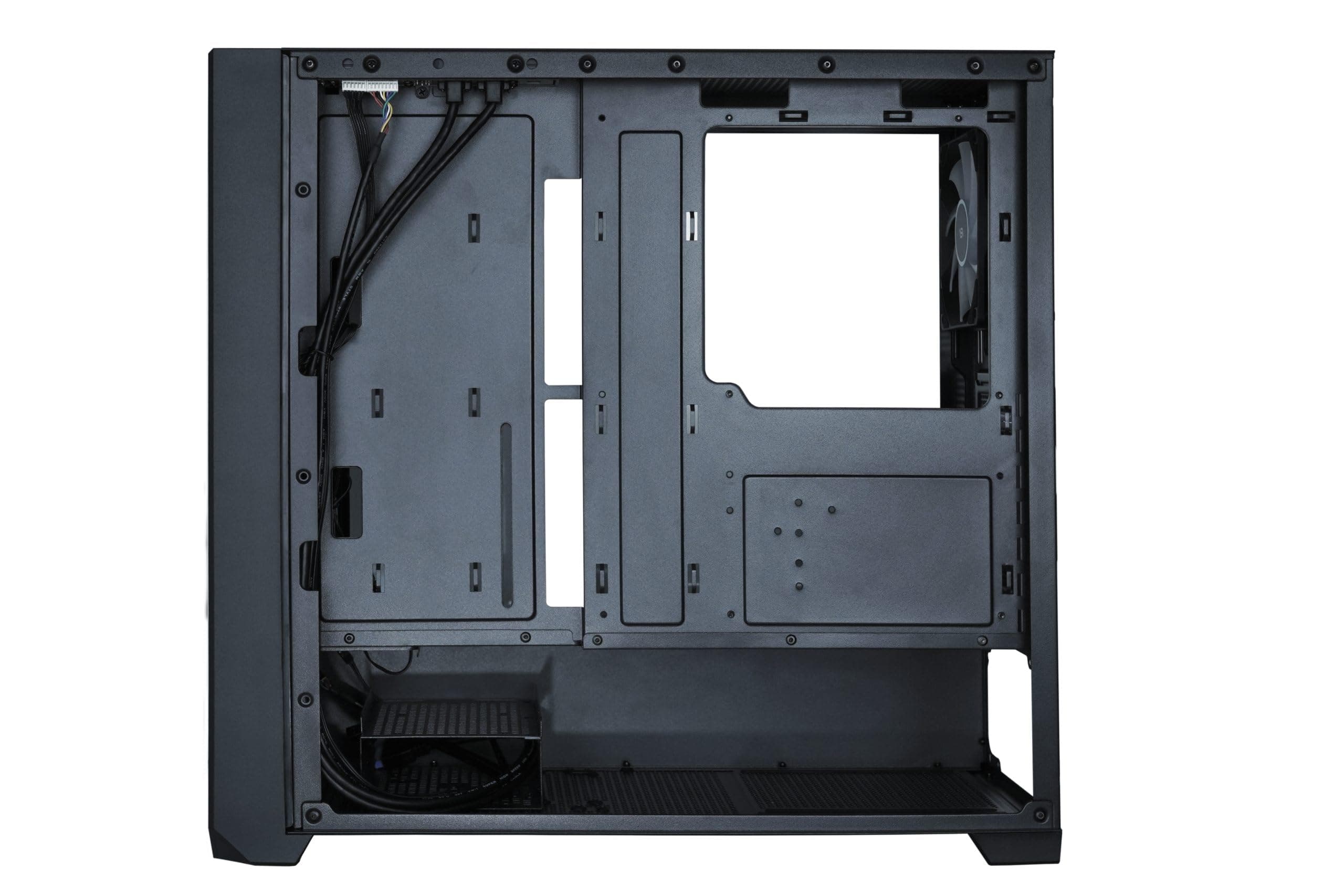 Flow 110 Black A-RGB Midi Tower PC-Gehäuse, Meshfront mit seitlichem Lufteinlass, Glas-Seitenfenster, 4X 120mm A-RGB HDB Lüfter, PWM & 3-Pin Steuerung, GPU bis 380mm, ATX/mATX/ITX Schwarz FLOW 110 Bild 7