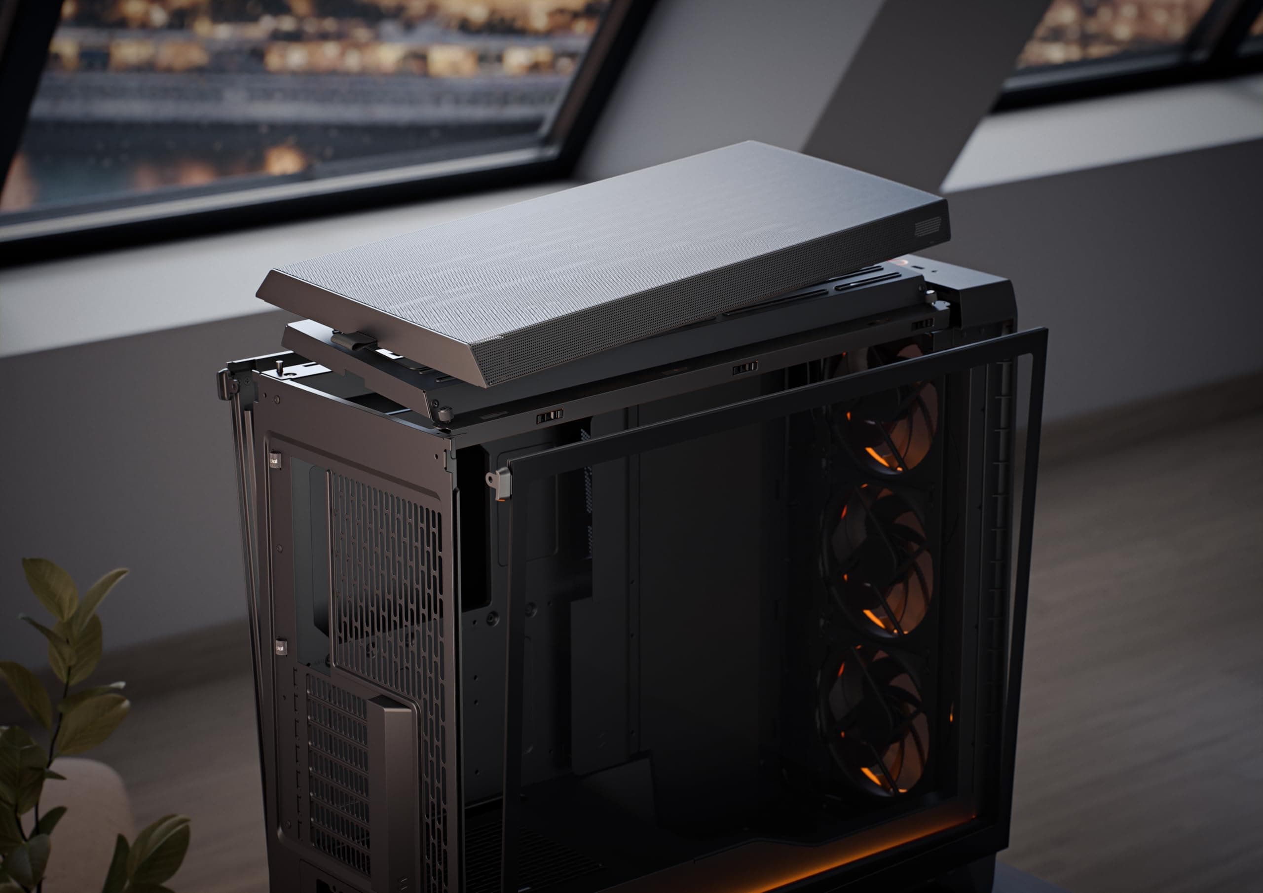 Fractal Design Meshify 3 XL Black RGB Tempered Glass Light Tint - Gaming Computer-Gehäuse – Facetten-Mesh-Front – DREI RGB Momentum 14 Lüfter enthalten – GPUs bis 512mm Länge Meshify 3 XL RGB Schwarz Bild 5