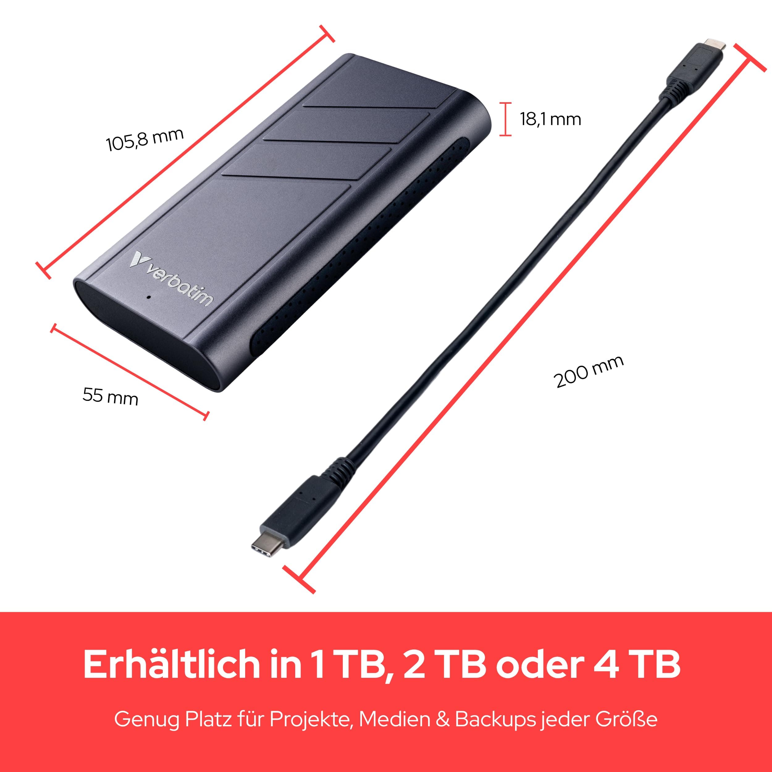 Disco Ssd Esterno - Verbatim - Turbometal - 2 Tb - Grigio Bild 5