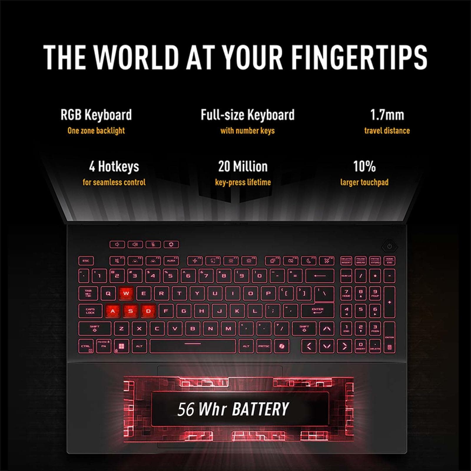 ASUS TUF A16 Gaming Laptop - AMD Ryzen 5 7535HS Beat i7-10875H - RTX 4050-32GB RAM | 2TB SSD Tastatur mit Hintergrundbeleuchtung RGB - 16 Zoll WUXGA 144Hz - Windows 11 - Videobearbeitung - Portatil Schwarz - 32 GB RAM | 2 TB SSD Bild 4