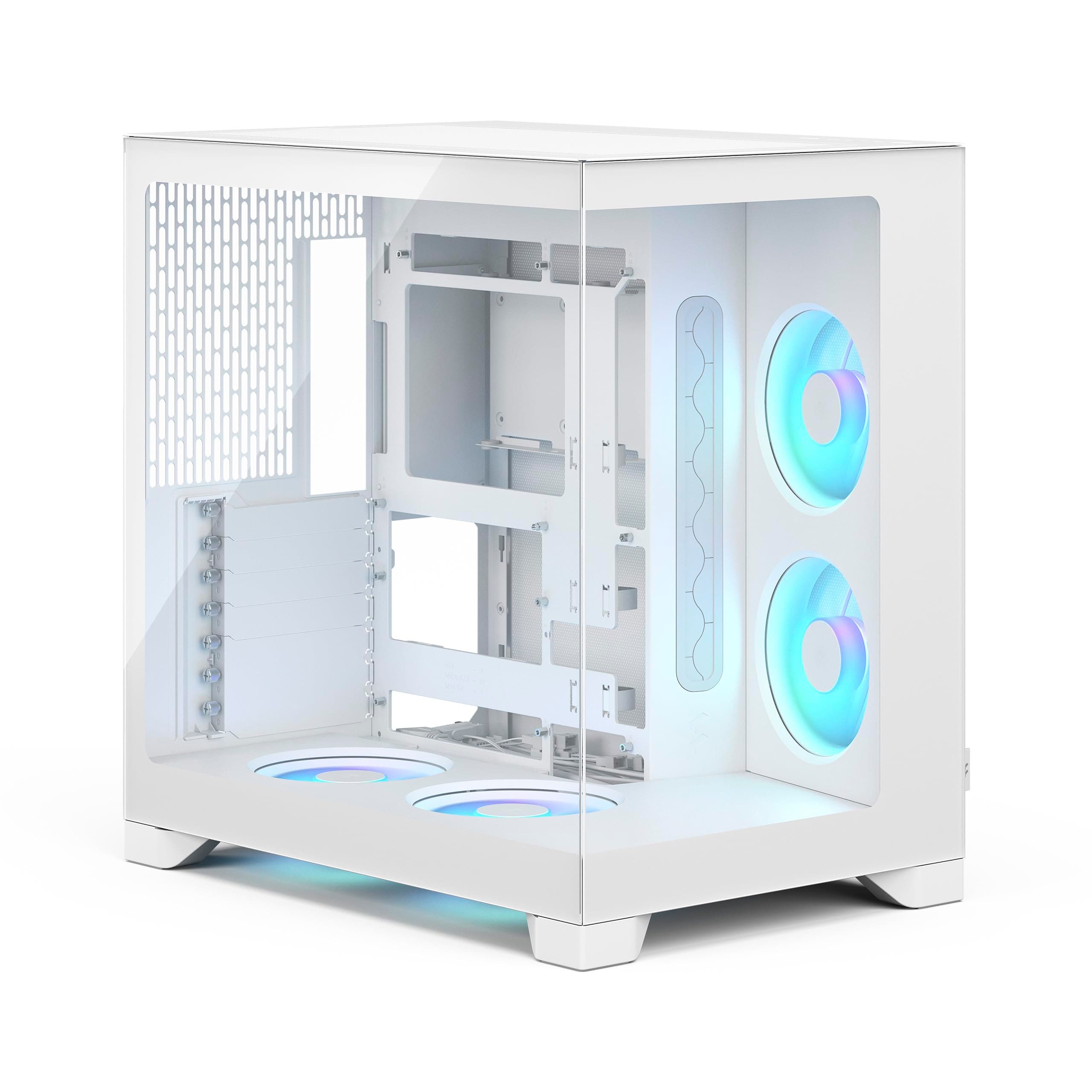 Fractal Design Pop 2 Vision White RGB PC‑Gaming‑Gehäuse mit Panoramaglas – Dual‑Kammer‑Design – 4 RGB‑Reverse‑Lüfter – ATX/E‑ATX/mATX/ITX