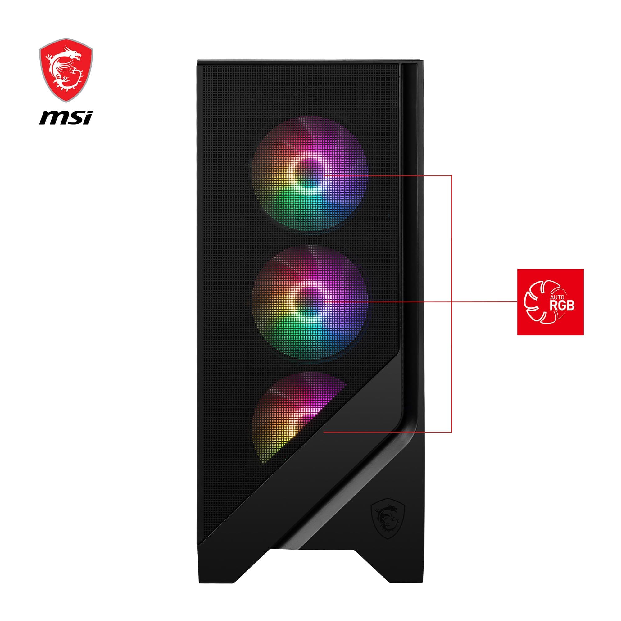 MSI MAG Forge 120A Airflow Mid-Tower PC-Gehäuse - ATX Kapazität, RTX 40 GPU Unterstützung, Auto-RGB Lüfter, magnetische Staubfilter, gehärtetes Glas, USB 3.2 Generation 1 Typ-A Bild 3