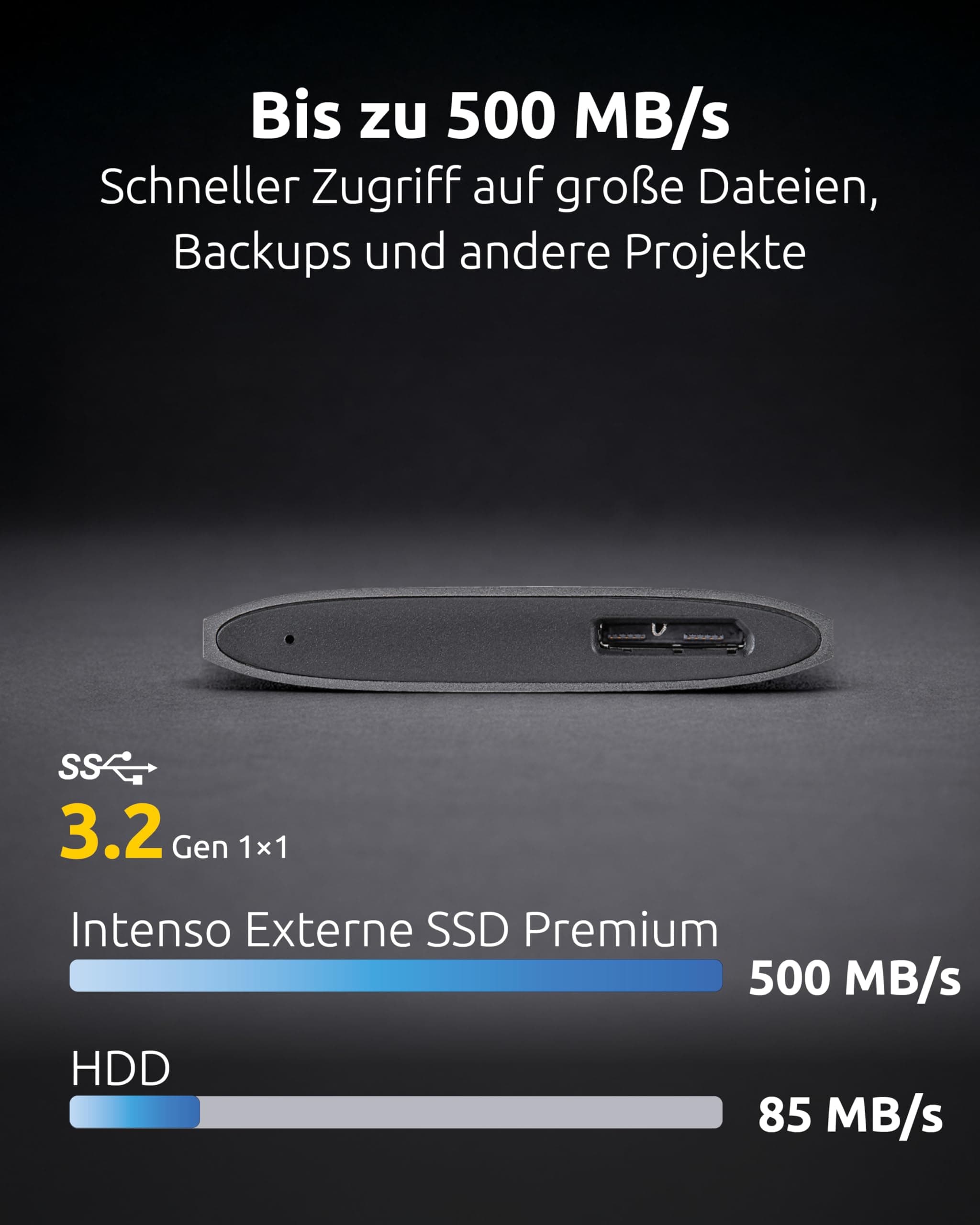 Intenso external SSD 1,8 512GB USB 3.0 Aluminium Premium, Festkörper-Laufwerk Anthrazit 500 GB Bild 5