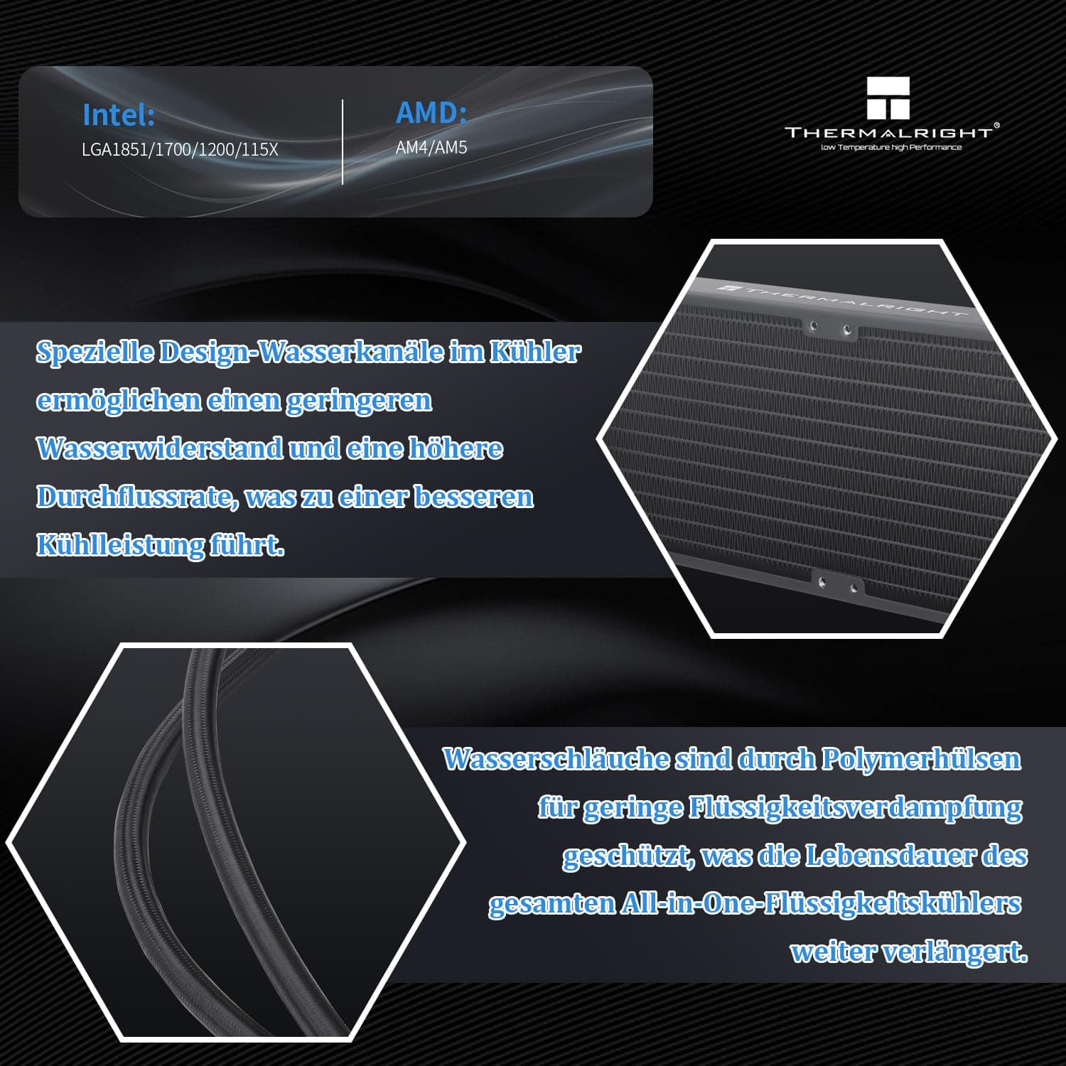 Thermalright AQUA ELITE 360 V3 Flüssig-CPU-Kühler, 360 Kühlreihen, 3 x 120mm PWM-Lüfter, S-FDB-Lager, für AMD/AM4/AM5, Intel LGA1150/1151/1200/2011/1700/1851, Desktop CPU-Kühler AIO Bild 7