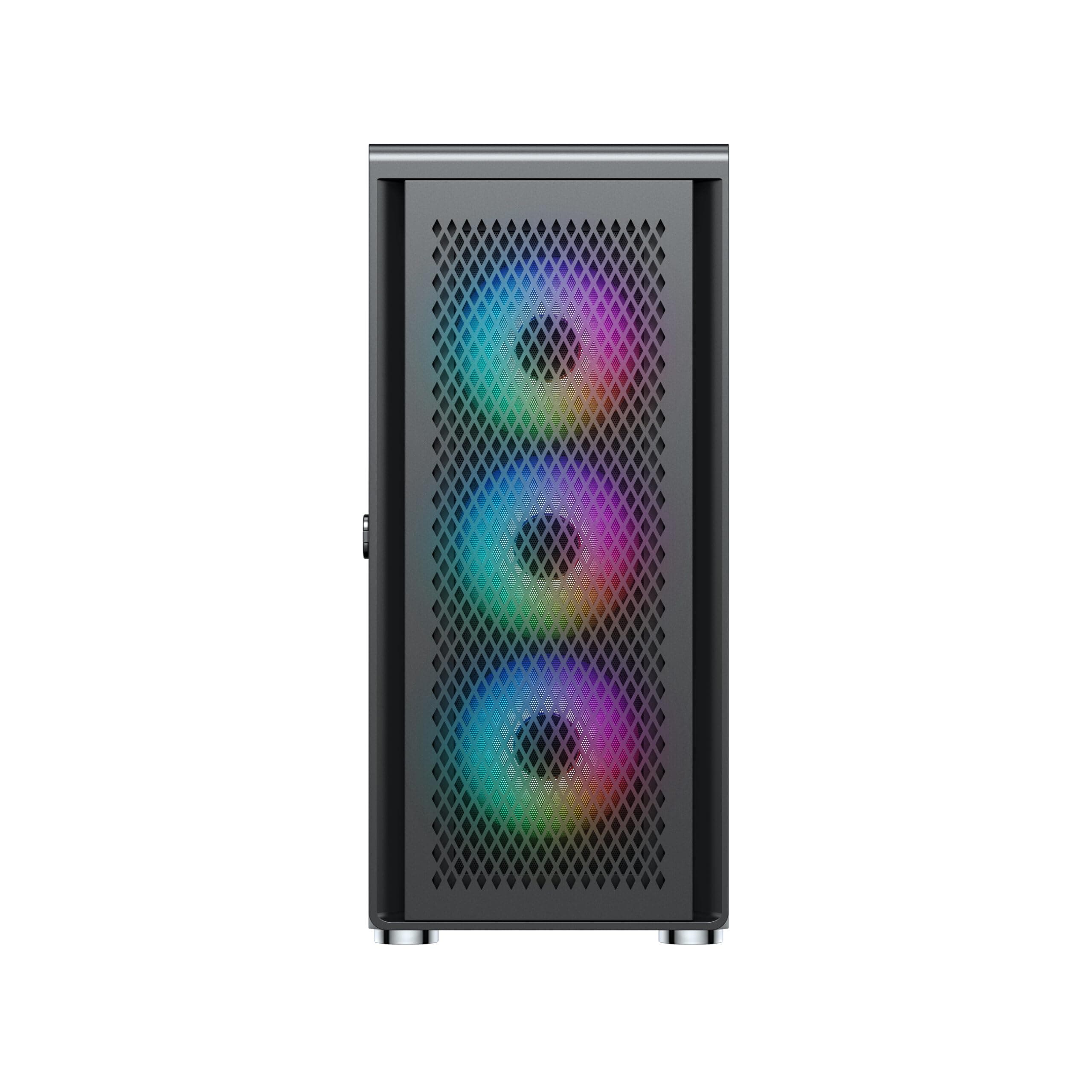 Air 100 Midi Tower PC-Gehäuse, Große Metall Mesh-Front, gehärtetes Glas-Seitenfenster, 4X 120mm A-RGB Hydro-Lager Lüfter, GPU bis 383mm, Abnehmbarer Mesh Deckel, ATX Netzteil, Schwarz Bild 3