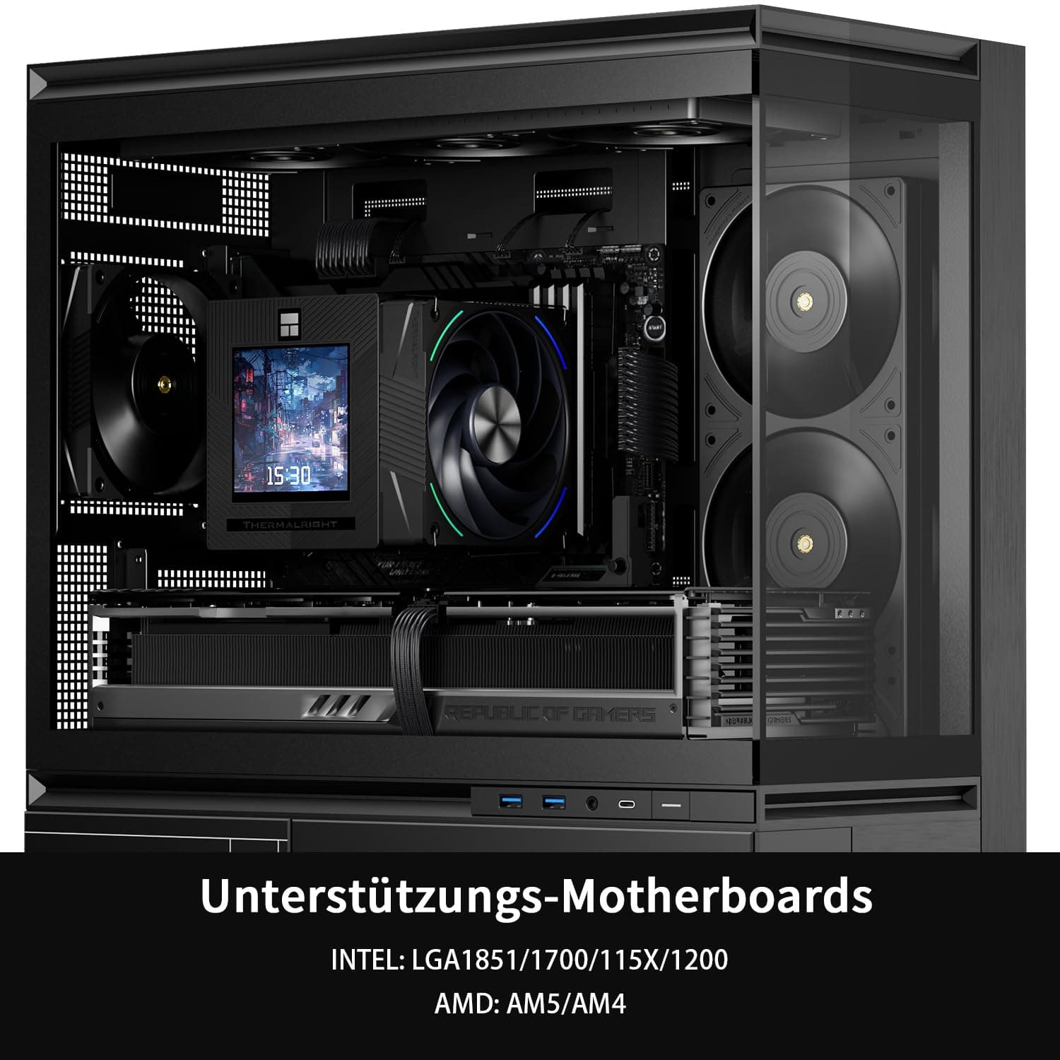 Thermalright TR Phantom Spirit 120 Vision EVO CPU Luftkühler, Twin Tower Radiator 2150RPM Geschwindigkeit, 480x480 Auflösungsvermögen IPS Bildschirm mit 3.95in, Computer Kühler für Intel lga1851/AM5 Schwarz-PS120 V EVO Bild 3