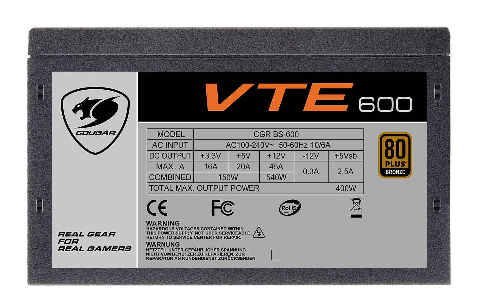 Cougar VTE 650W X2 80 Plus Bronze Festkabel ATX PSU-Serie Bild 7