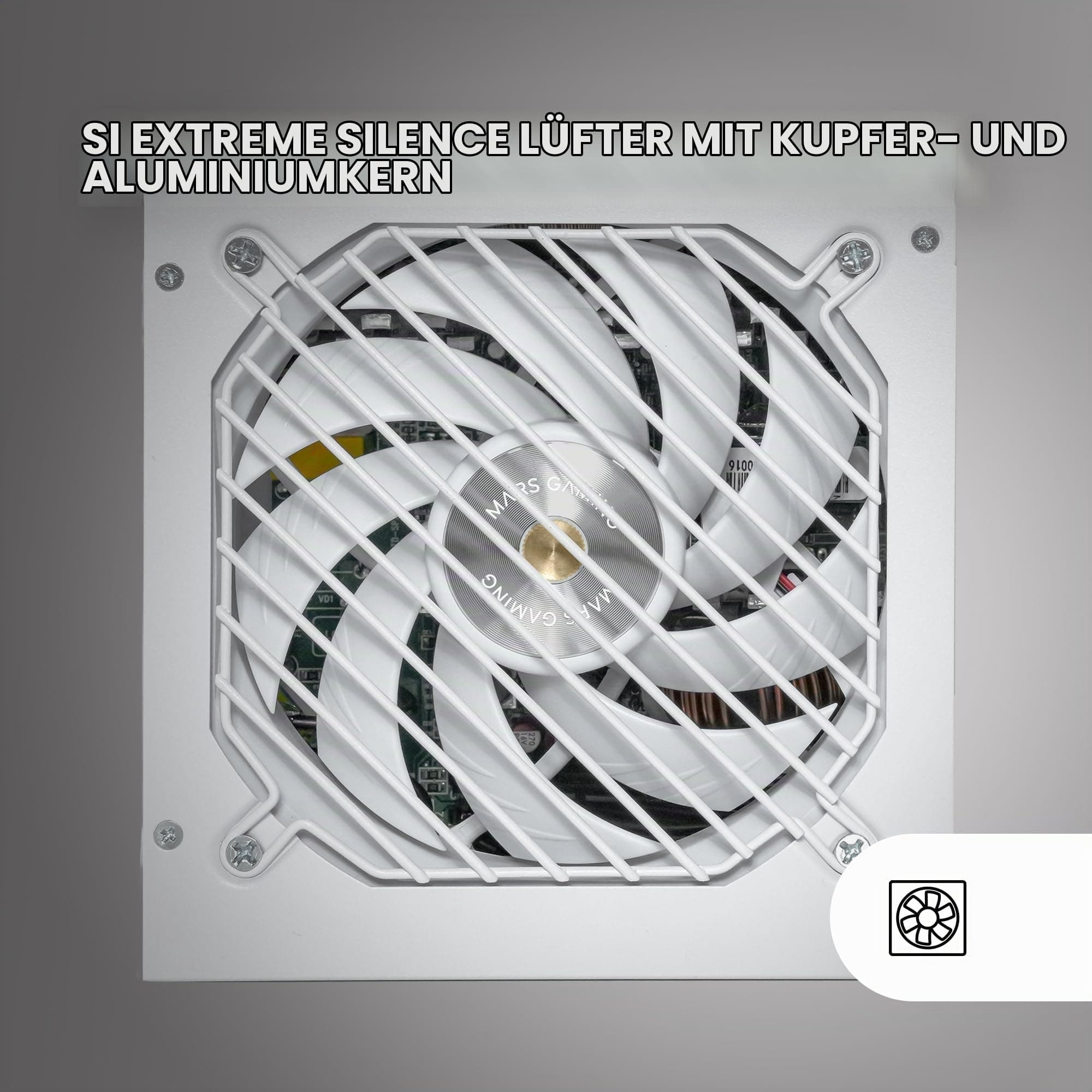 MARSGAMING MPB750SI, PC-ATX-Netzteil 750W, 7 Jahre Garantie, 80Plus Bronze 230V, 90% Effizienz, SI Extreme Silence Lüfter mit Kupferkern, AI2-RPM-, DC-DC- und SMD-Technologien, Weiß MPB750SIW Bild 3