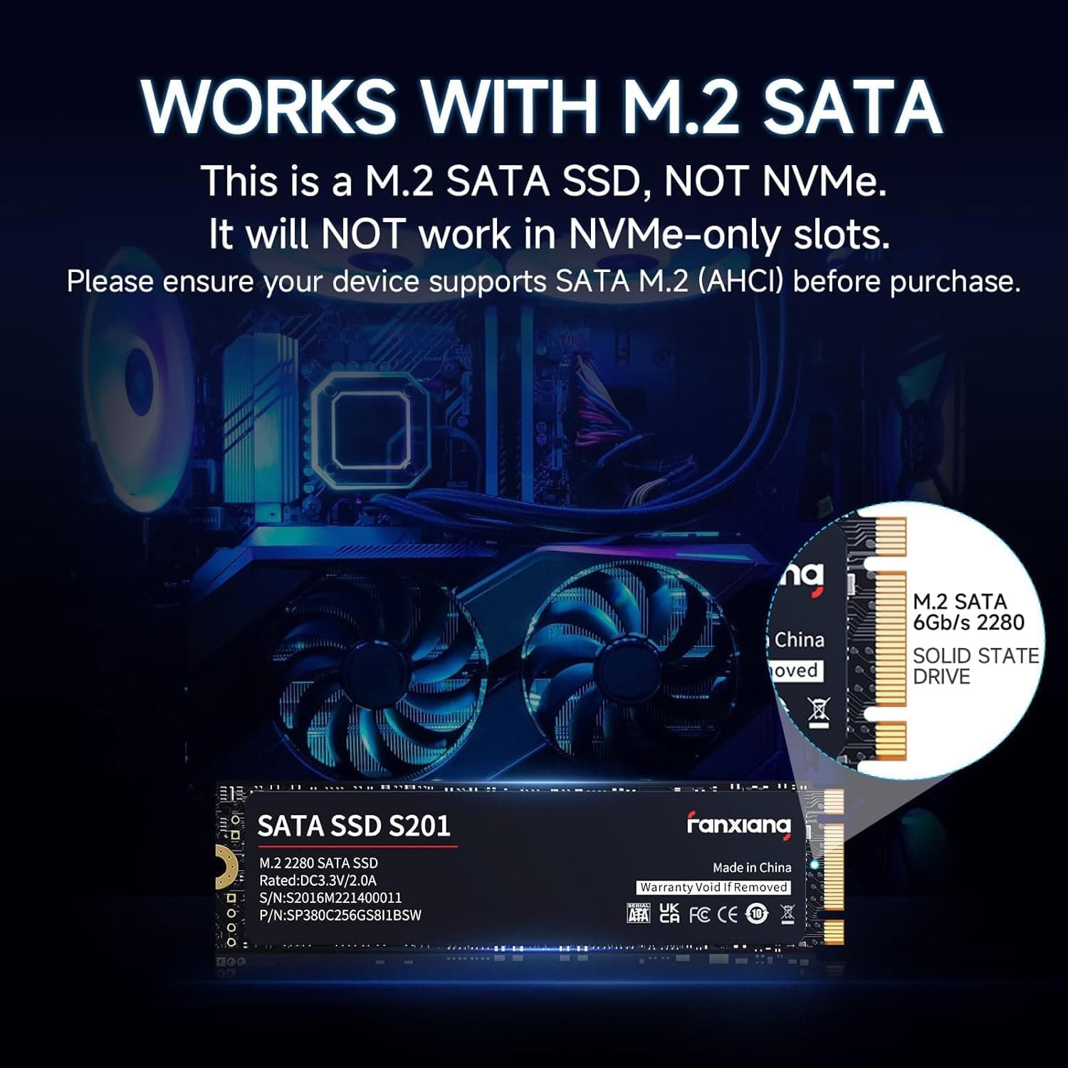fanxiang S201 M.2 SATA SSD Interne Festplatte M.2 2280 SATA III, 550MB/s Lesen, 420MB/s Schreiben, mit SLC Cache und TLC 3D-NAND, ideal für Notebook, Ultrabook und Tragbare Geräte (128GB) Bild 3
