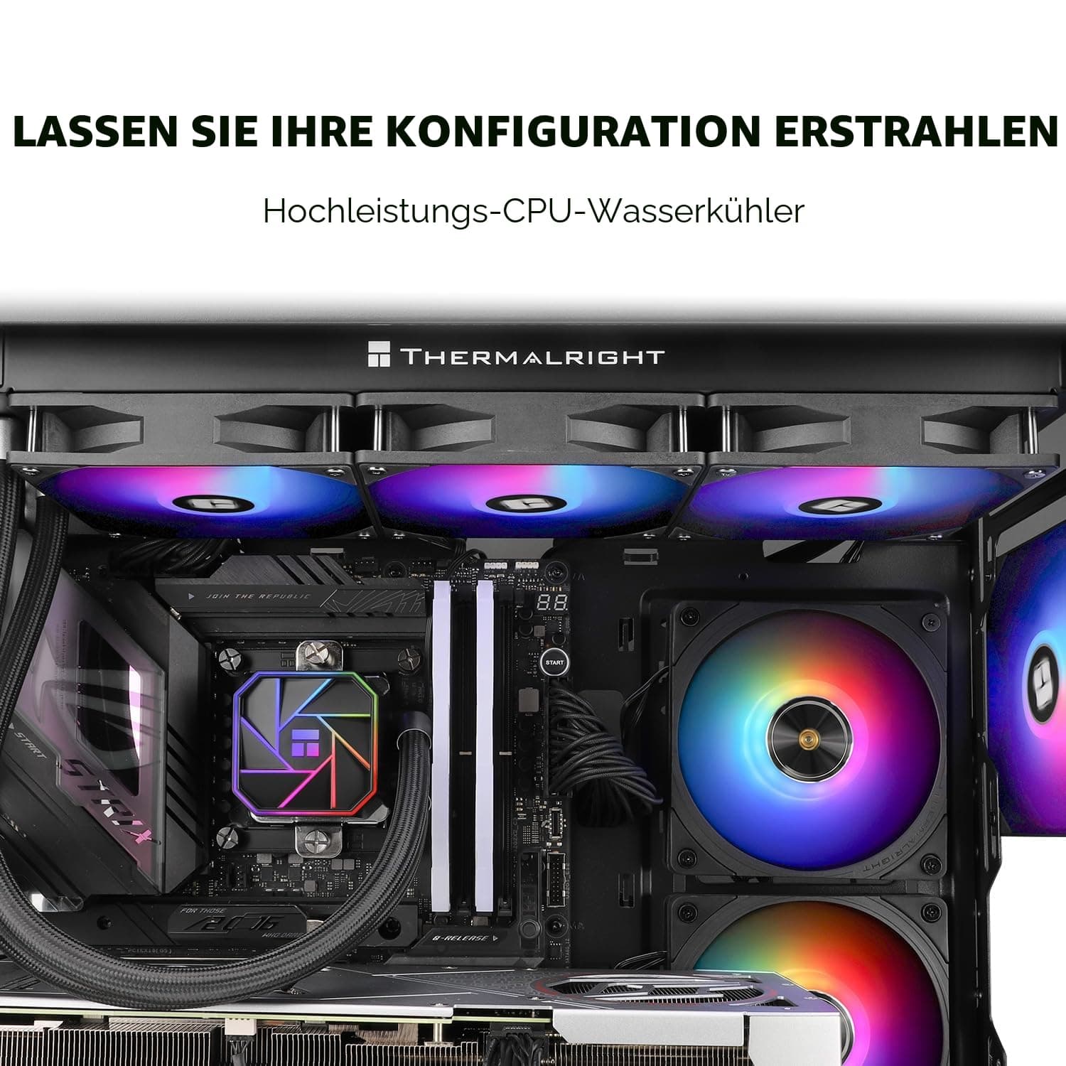 TR AQUA ELITE 360 V3, 3 x ARGB PWM Lüfter mit S-FDB-Lager, effiziente PWM-gesteuerte Pumpe, für AMD / AM4 / AM5 Intel LGA1150 / 1151/1200 / 2011/1700 (AE360 V3) 360mm 360-BLACK Bild 7