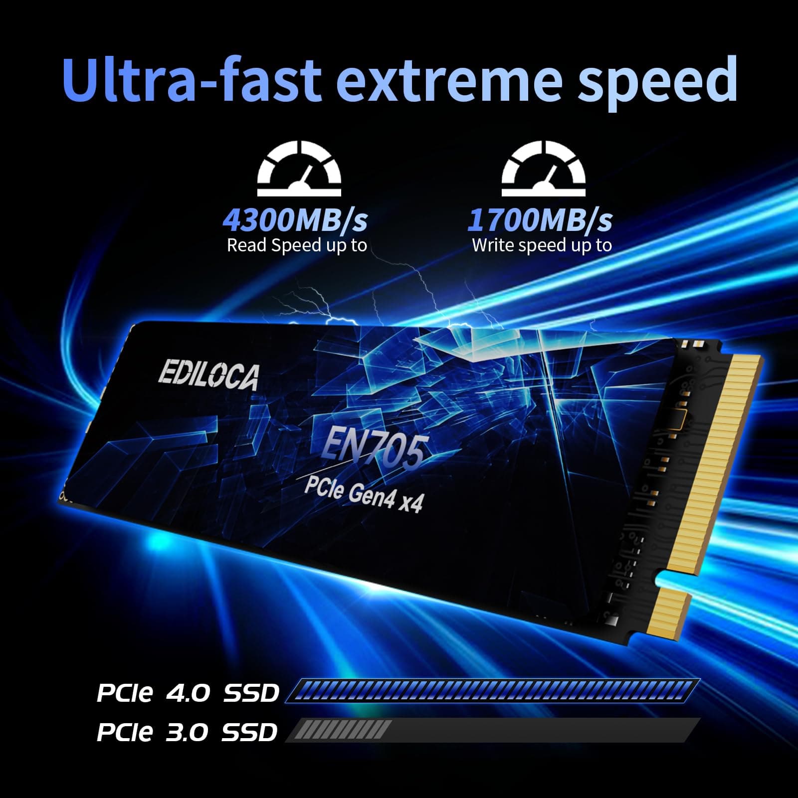 Ediloca EN705 SSD 2TB NVMe SSD M.2 PCIe Gen4, Interne SSD, 3D NAND TLC, bis zu 4800 MB/s, internes Solid-State-Laufwerk, dynamischer SLC-Cache, kompatibel mit PS5, Laptops und PC-Desktops Bild 3