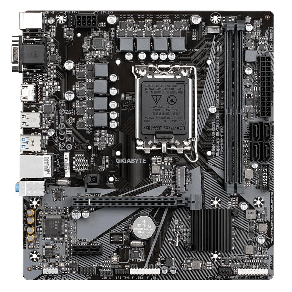 GIGABYTE H610M H V2 DDR4 Mainboard - Unterstützt Intel Core Prozessoren 14th CPUs, 6+1+1 Hybrid Digital VRM, up to 3200MHz DDR4 (OC), 1xPCIe 3.0 M.2, GbE LAN, USB 3.2 Gen 1 Bild 3