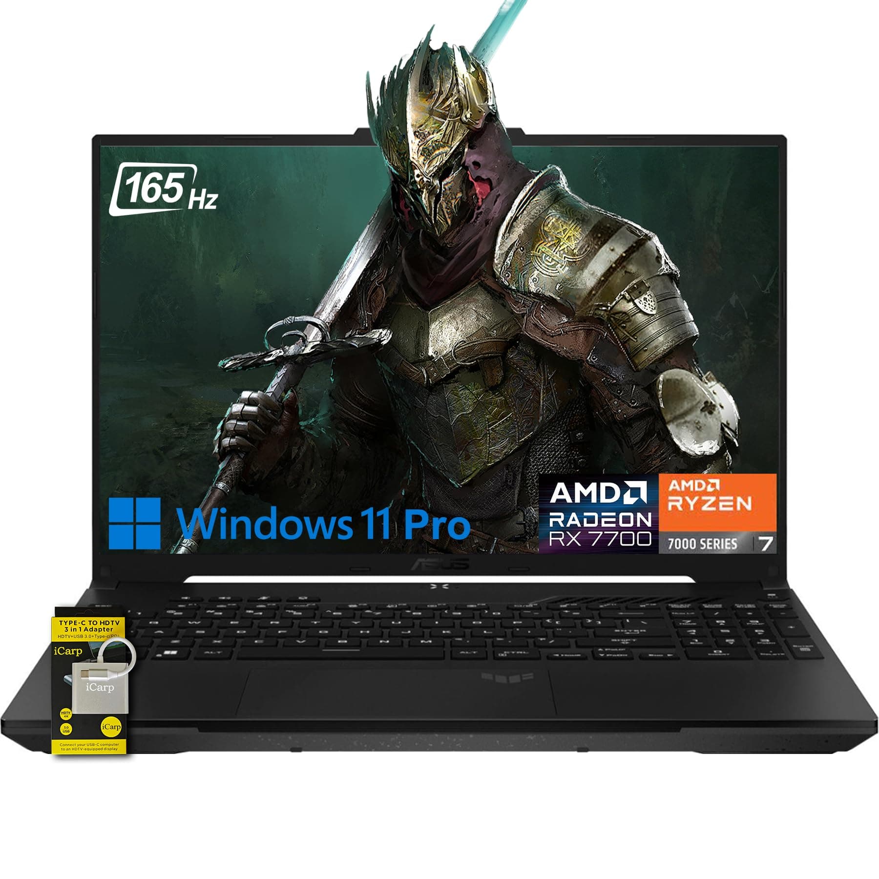 Asus TUF Gaming A16 Laptop 16 Zoll WUXGA 165Hz 7ms 100% sRGB AMD Octa-core Ryzen 7 7735HS 16GB RAM 512GB SSD AMD Radeon RX 7700S 8GB (>RTX4060) Backlit USB-C USB4 Fast Charging Win11 Pro w/ICP