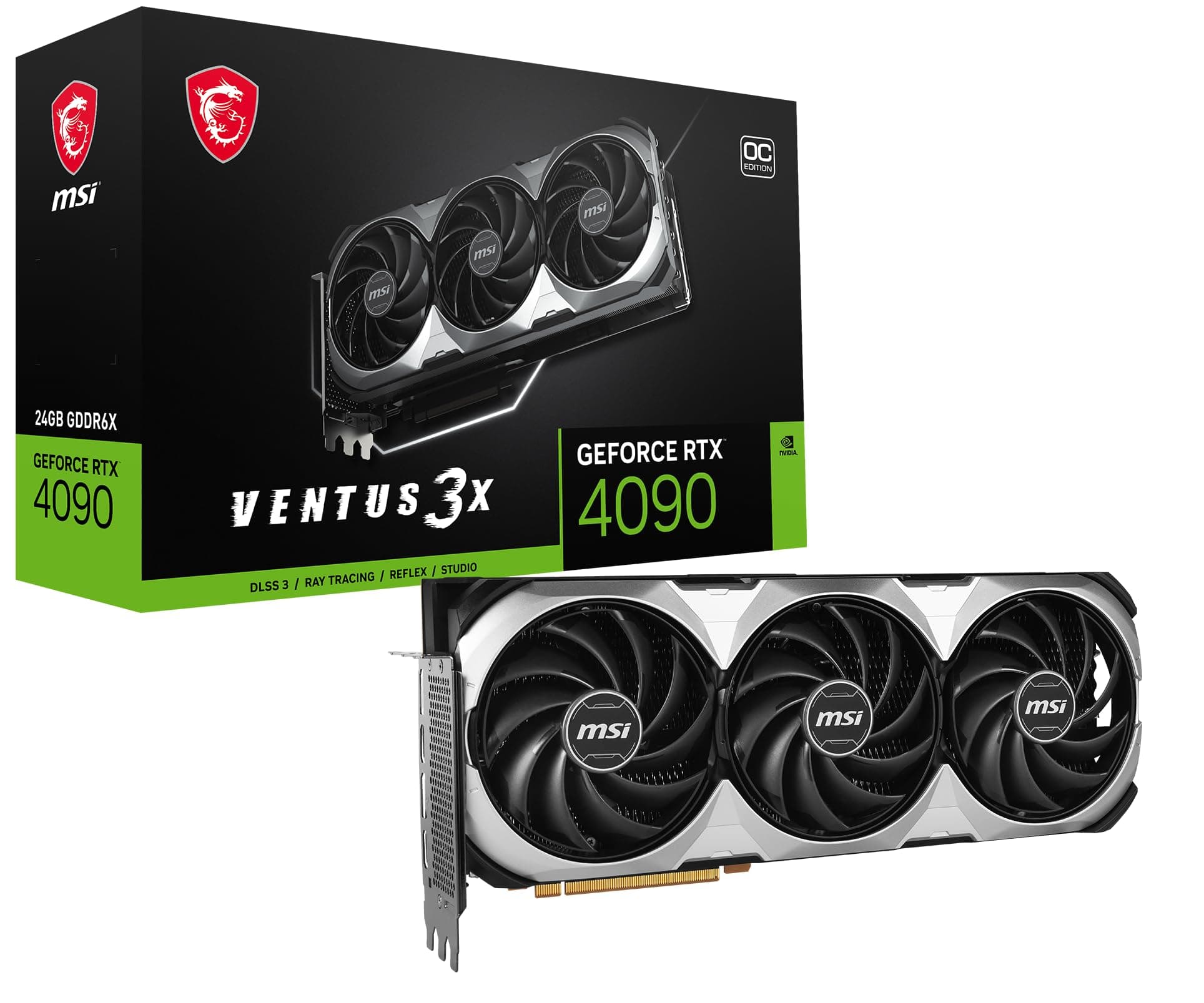MSI Geforce RTX 4090 24GB Ventus 3X E OC Grafikkarte - RTX 4090 GPU, 24GB GDDR6X (21Gbps/384-bit), PCIe 4.0-3 x TORX Fan 4.0 - HDMI 2.1a, DisplayPort 1.4a Bild 2