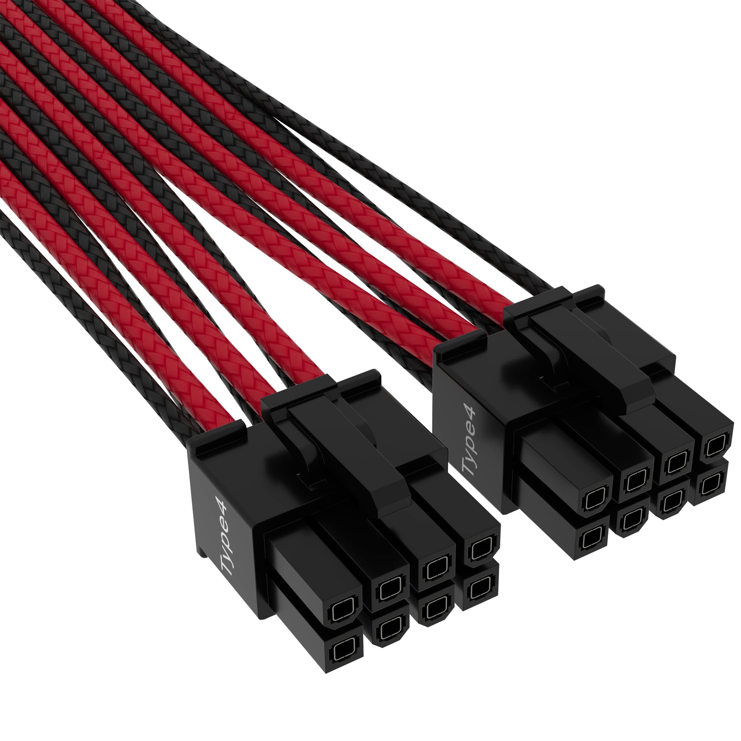 Corsair Premium 600W PCIe 5.0 / Gen 5 12VHPWR-Netzteilkabel – Passend für Typ-4-Netzteile über Zwei 8-Pin-PCIe-Anschlüsse – 12+4-Pin-Stecker – Mesh-Paracord-Ummantelung – Schwarz/Rot Bild 3
