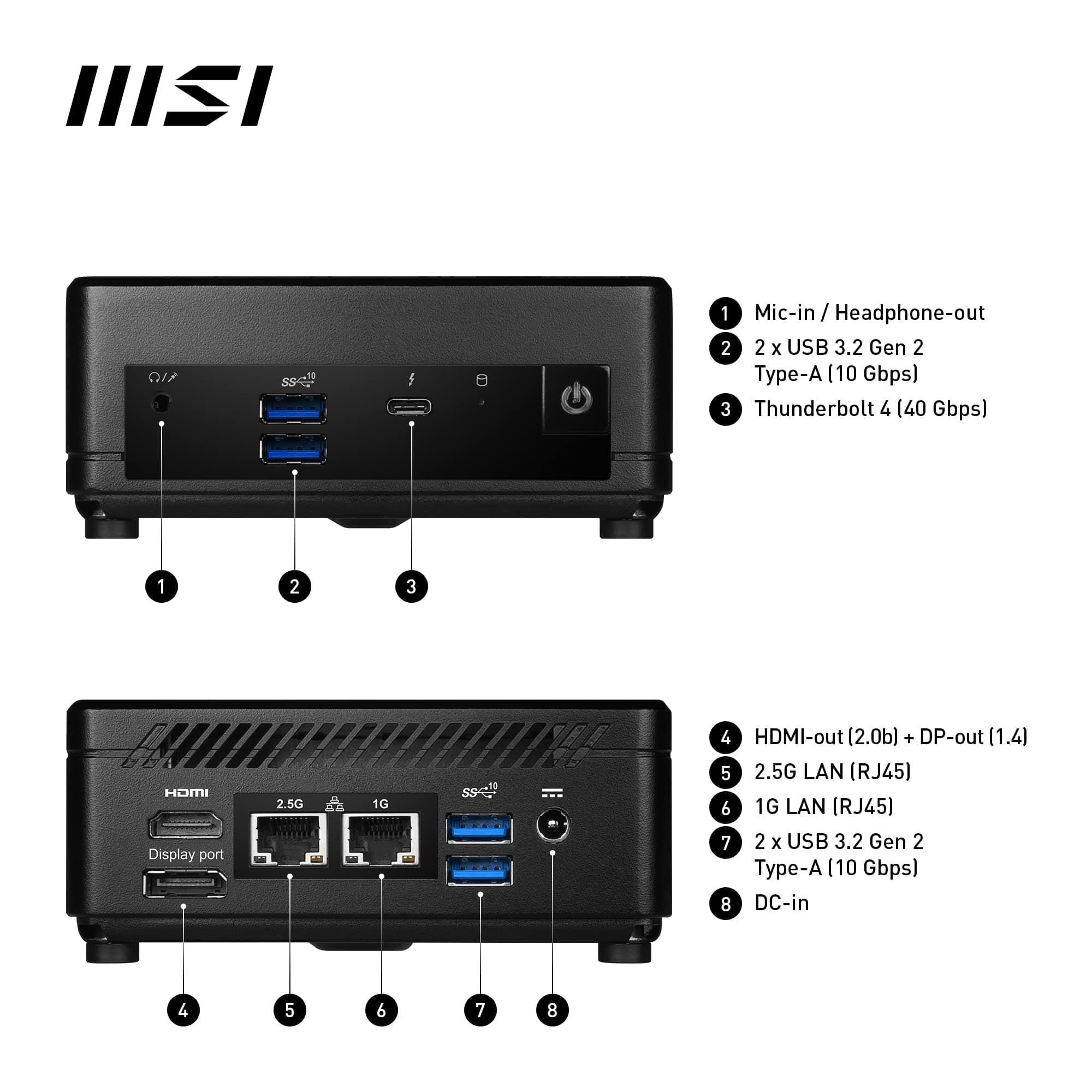 MSI Cubi 5 12M I7 1255U BB barebone per PC/stazione di lavoro 0.66L sized PC Nero i7-1255U Intel SoC (CUBI 5 12M I7 1255U BB) Kein RAM, keine SSD, kein Betriebssystem Cubi 5 12M - Intel i7 12th Gen Bild 8