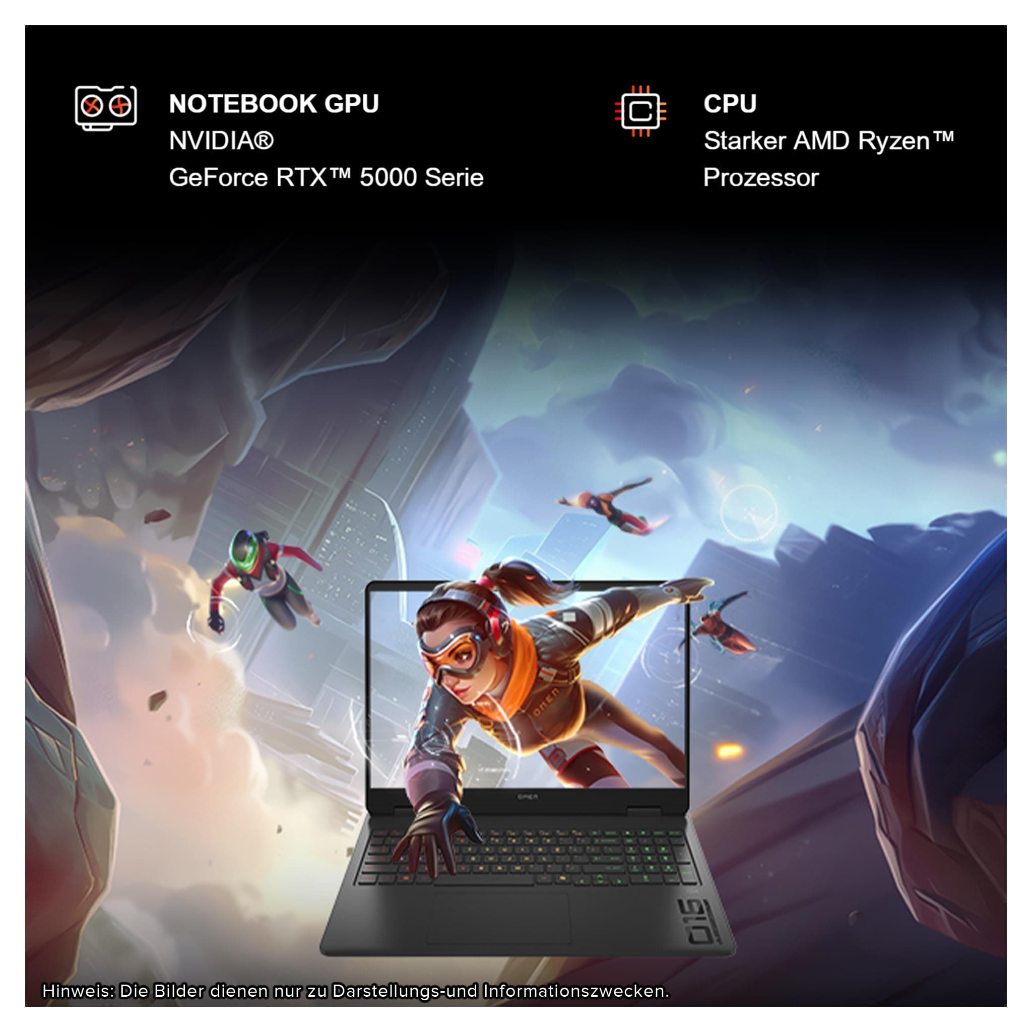 HP Omen 16 Gaming Laptop, AMD Ryzen 9 8940HX, 64 GB DDR5 RAM, 2 TB PCIe SSD, 16" FHD (1920x1200) IPS 144Hz Display, Nvidia Geforce RTX 5070, Deutsches Tastatur, Windows 11 Pro, Shadow Black 64 GB RAM | 2 TB SSD Windows 11 Pro Bild 6