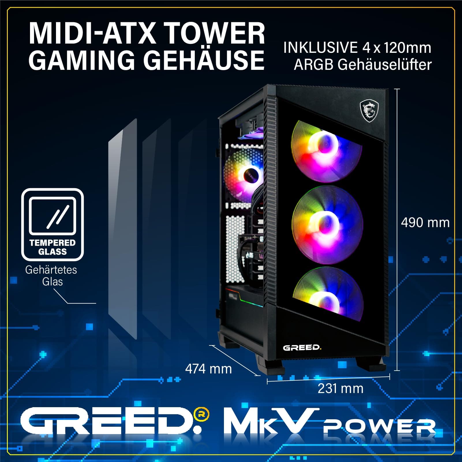 Greed® MK5 Power - High End Gaming PC - Intel Core i9 12900KF + Nvidia Geforce RTX 5070Ti 16GB - Schneller RGB Computer + 4K Raytracing Rechner - 5,2 GHZ - 32 GB DDR5 RAM - 1TB SSD - WLAN + W11 Pro MK5 POWER | 5070 Ti INTEL Bild 2