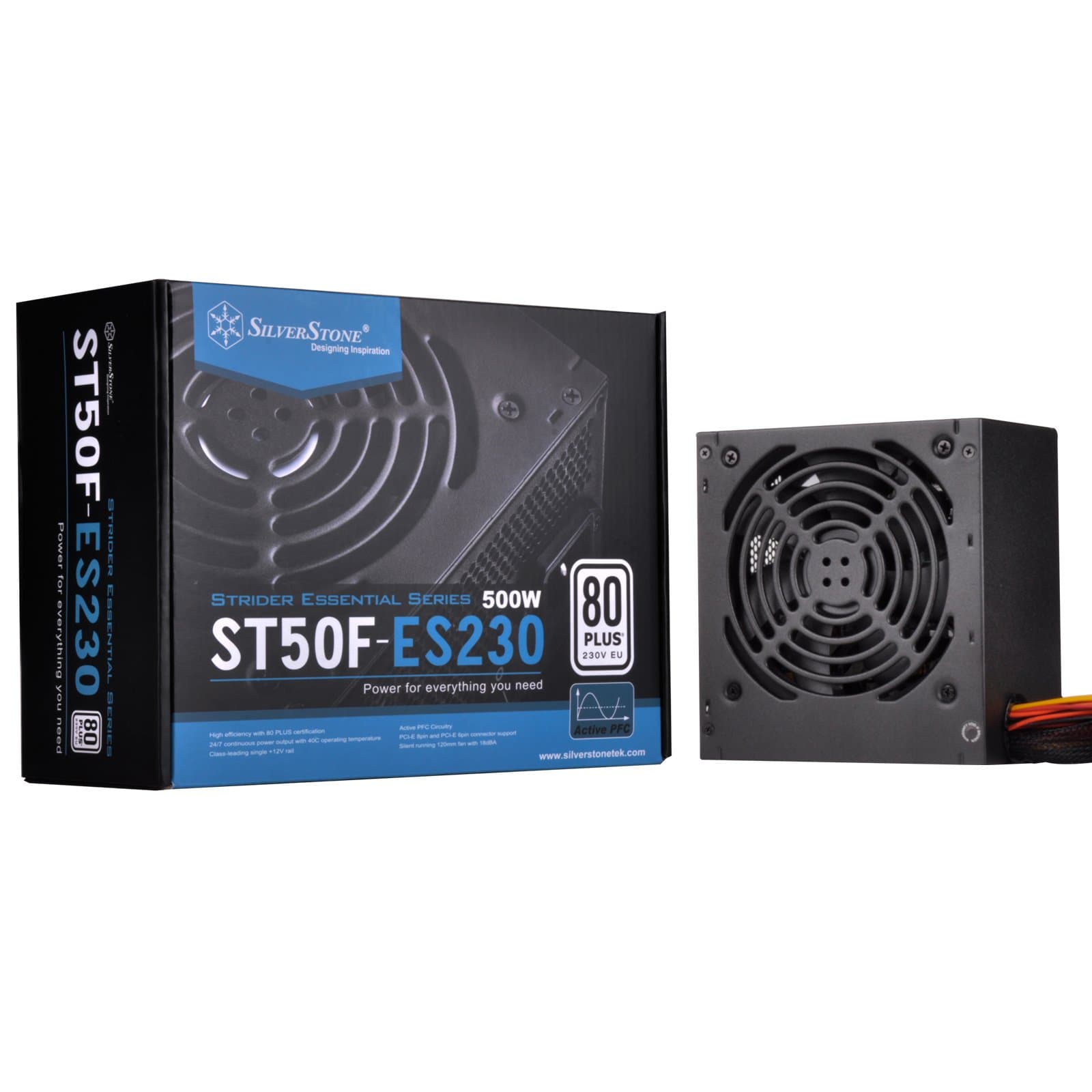 SilverStone SST-ST50F-ES230 v 2.0 - Strider Essential Serie, 500W 80 Plus 230V EU ATX flüsterleises PC -Netzteil mit 120 mm-Lüfter Bild 2