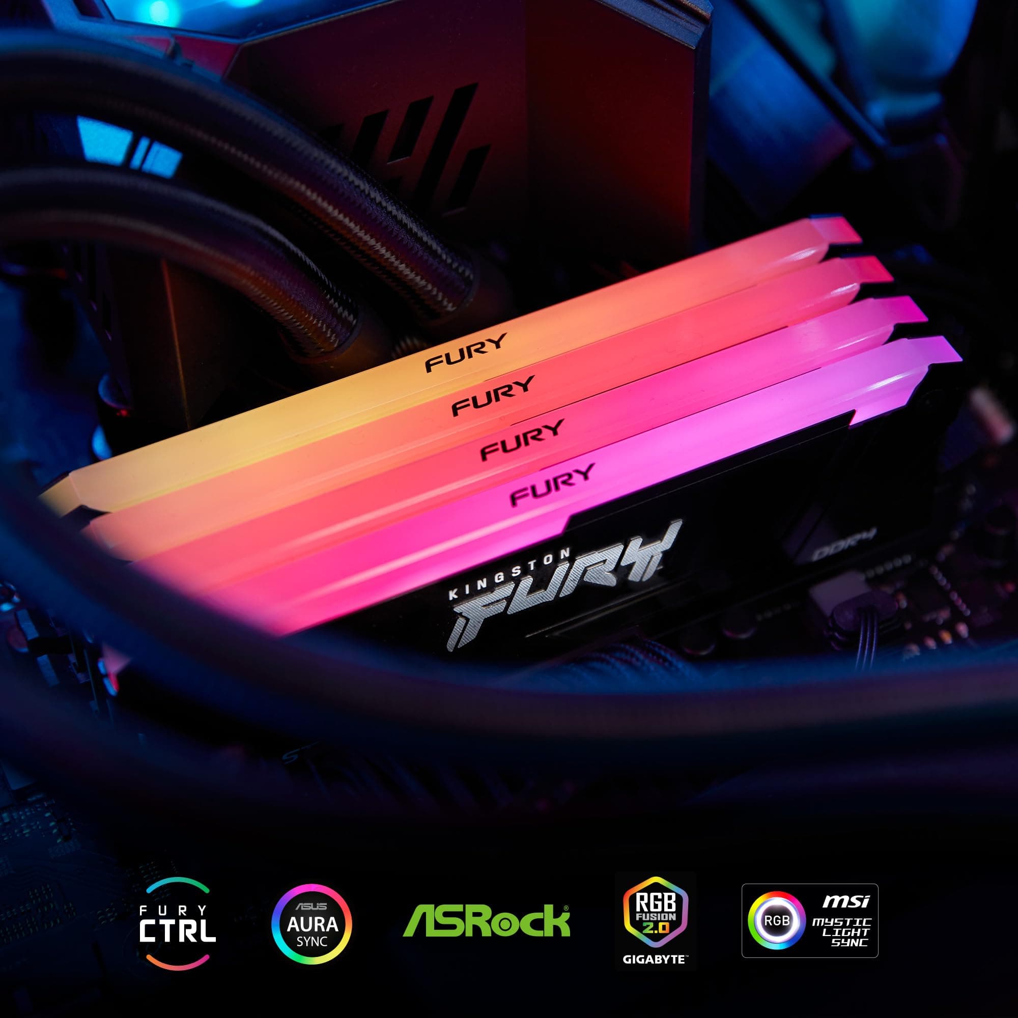 Kingston FURY Beast RGB 64GB 3200MT/s DDR4 CL16 DIMM (Kit mit 4) PC Arbeitsspeicher KF432C16BB12AK4/64 Bild 6