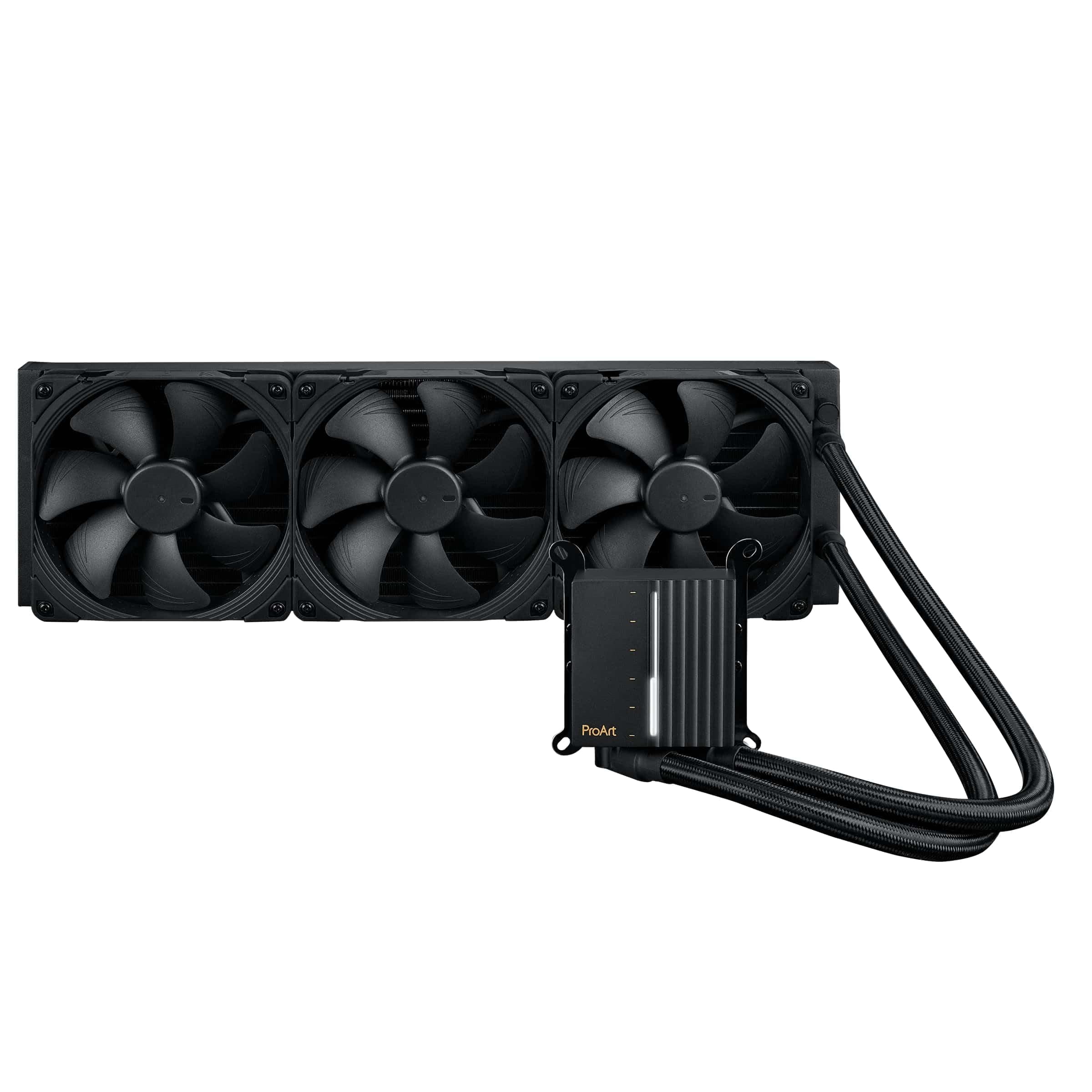 ASUS ProArt LC 420 All-in-One CPU-Wasserkühler (beleuchtete Systemstatusanzeige, 3x Noctua NF-A14 industrialPPC-2000 PWM 140mm Radiatorlüfter, 450 mm verstärkte, gesleevte Schläuche, schwarz) Bild 4