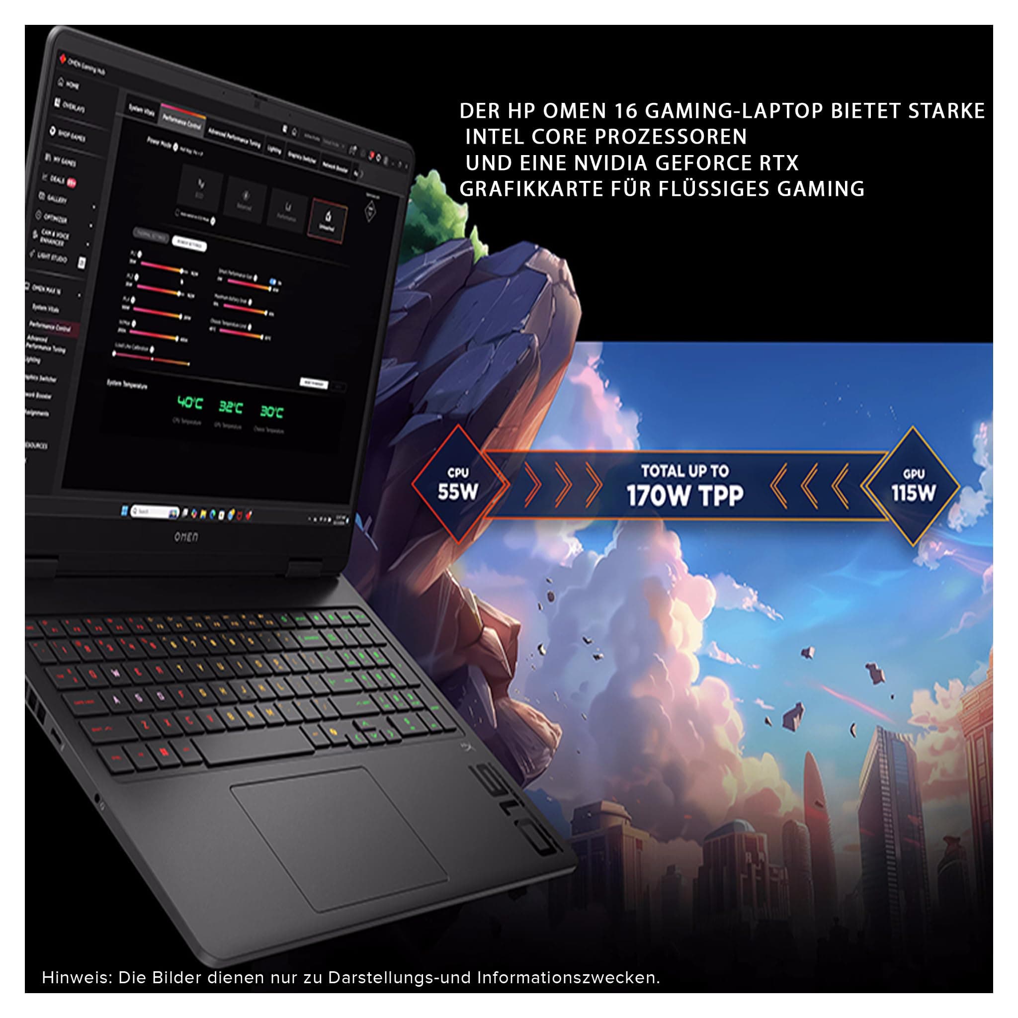 HP Omen 16 Gaming Laptop, AMD Ryzen 9 8940HX, 64 GB DDR5 RAM, 2 TB PCIe SSD, 16" FHD (1920x1200) IPS 144Hz Display, Nvidia Geforce RTX 5070, Deutsches Tastatur, Windows 11 Pro, Shadow Black 64 GB RAM | 2 TB SSD Windows 11 Pro Bild 7