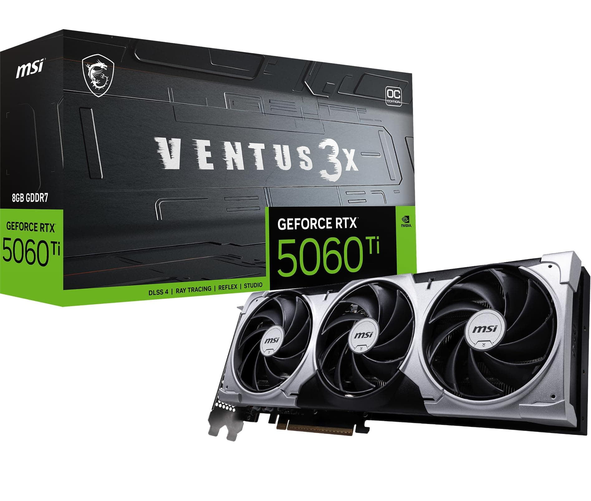 MSI Gaming RTX 5060 Ti 8G Ventus 3X OC Grafikkarte (8GB GDDR7,128-Bit, Extreme Performance:2602MHz, DisplayPort x3 2.1a, HDMI 2.1b, NVIDIA Blackwell Architecture) Bild 2