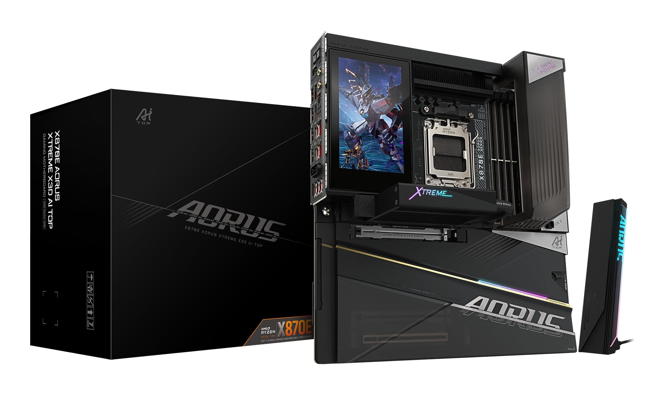 GIGABYTE X870E AORUS Xtreme X3D AI TOP Mainboard - Unterstützt AMD Ryzen 9000 Serie CPUs, 24+2+2-Phasen-VRM, bis zu 9000MHz DDR5 (O.C.), 2xPCIe 5.0 M.2 + 3xPCIe 4.0 M.2, Wi-Fi 7, 10GbE LAN, USB 4 Bild 2