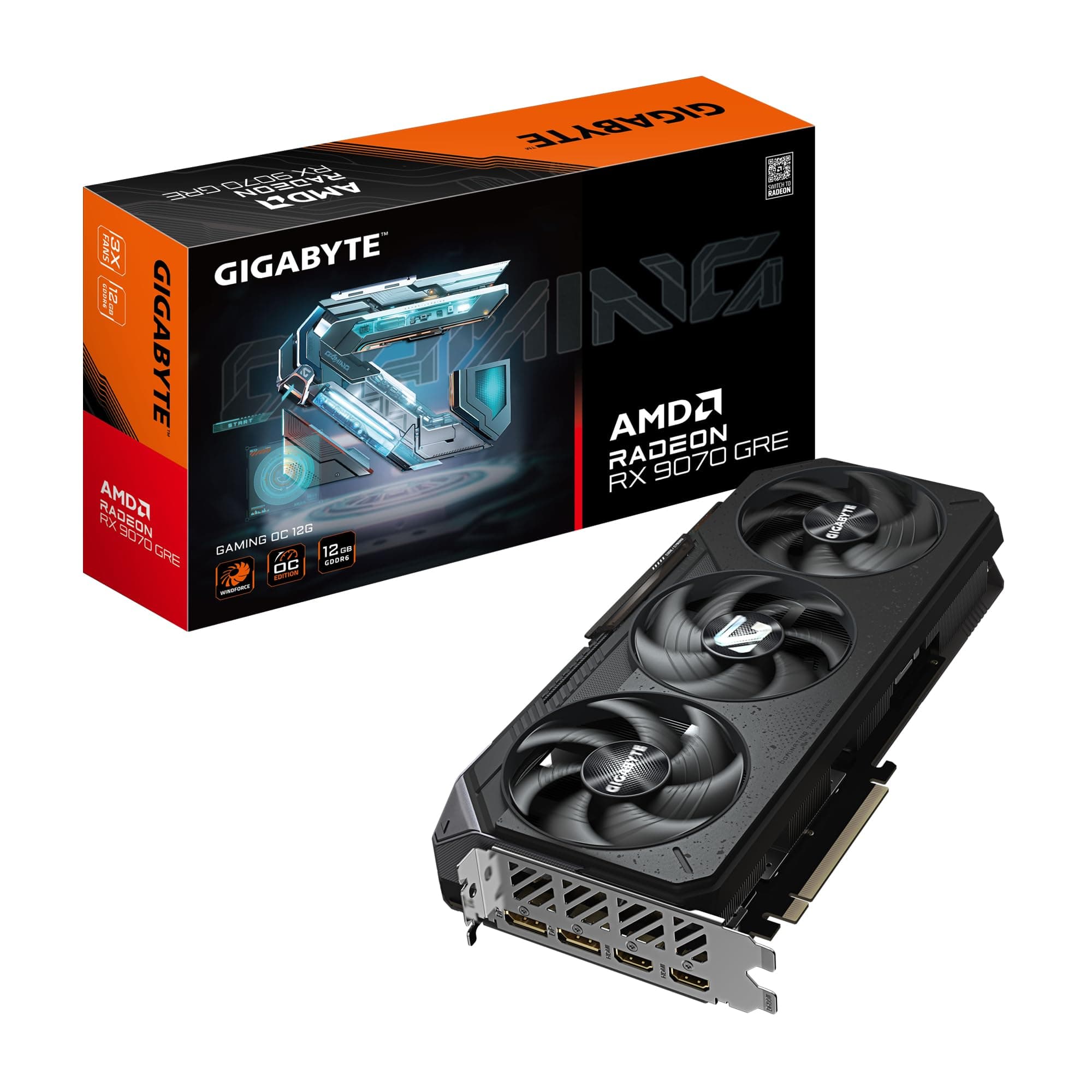 Gigabyte Radeon RX 9070 GRE Gaming OC 12G – Grafikkarte, 12GB GDDR6, 192bit, PCI-E 5.0, 2920 MHz Core Clock, 2 × DisplayPort, 2 × HDMI, GV-R907GREGAMING OC-12GD Bild 2