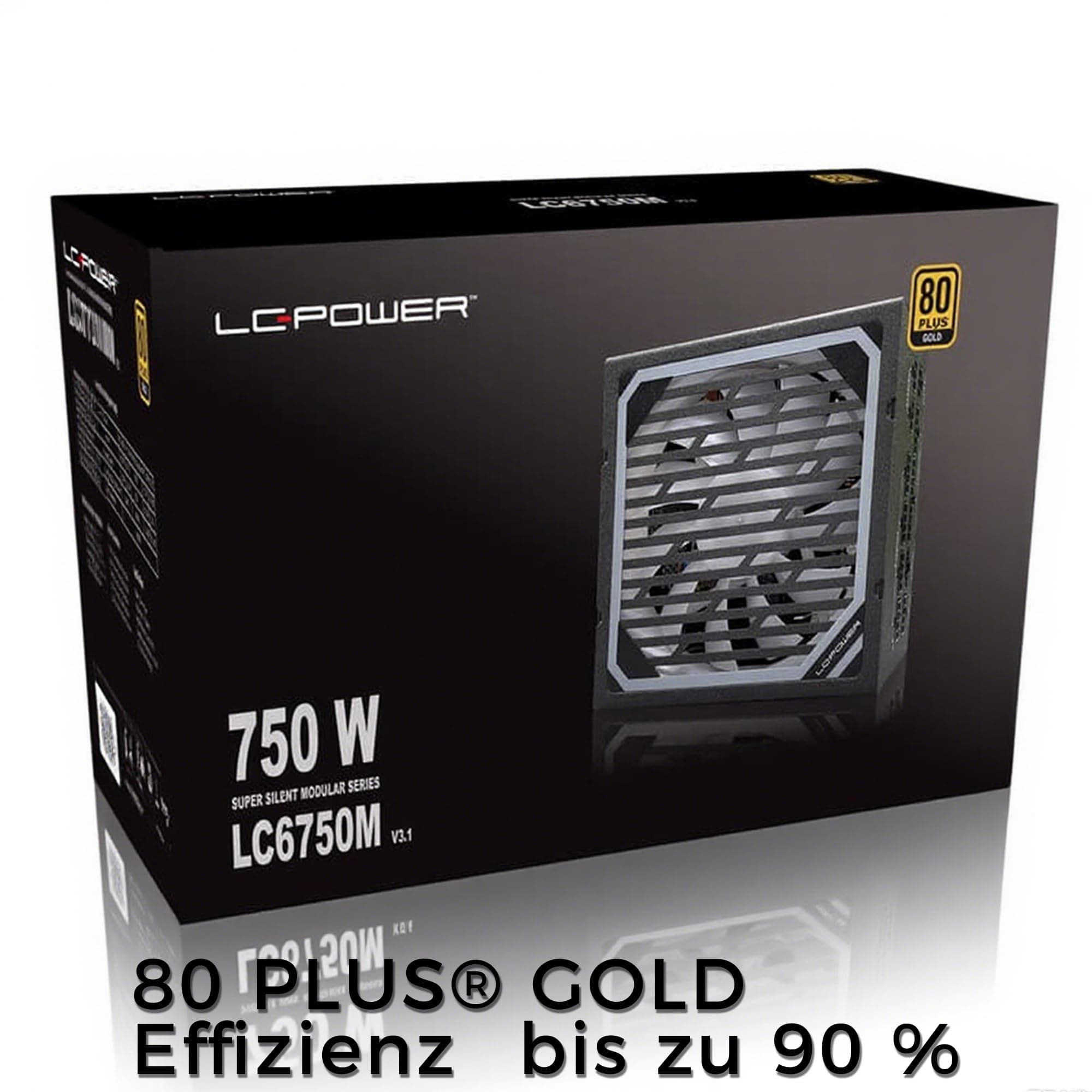 LC-POWER Super Silent Modular 850W Netzteil PC, 80 Plus Gold, ATX 3.0, PCIe 5.0, Voll Modular, 135mm Lüfter, Leise Gaming Netzteil, PC Gaming Netzteil 850 Watt - Schwarz(LC6850M-V3.0) Gold 850W V3.0 Bild 4