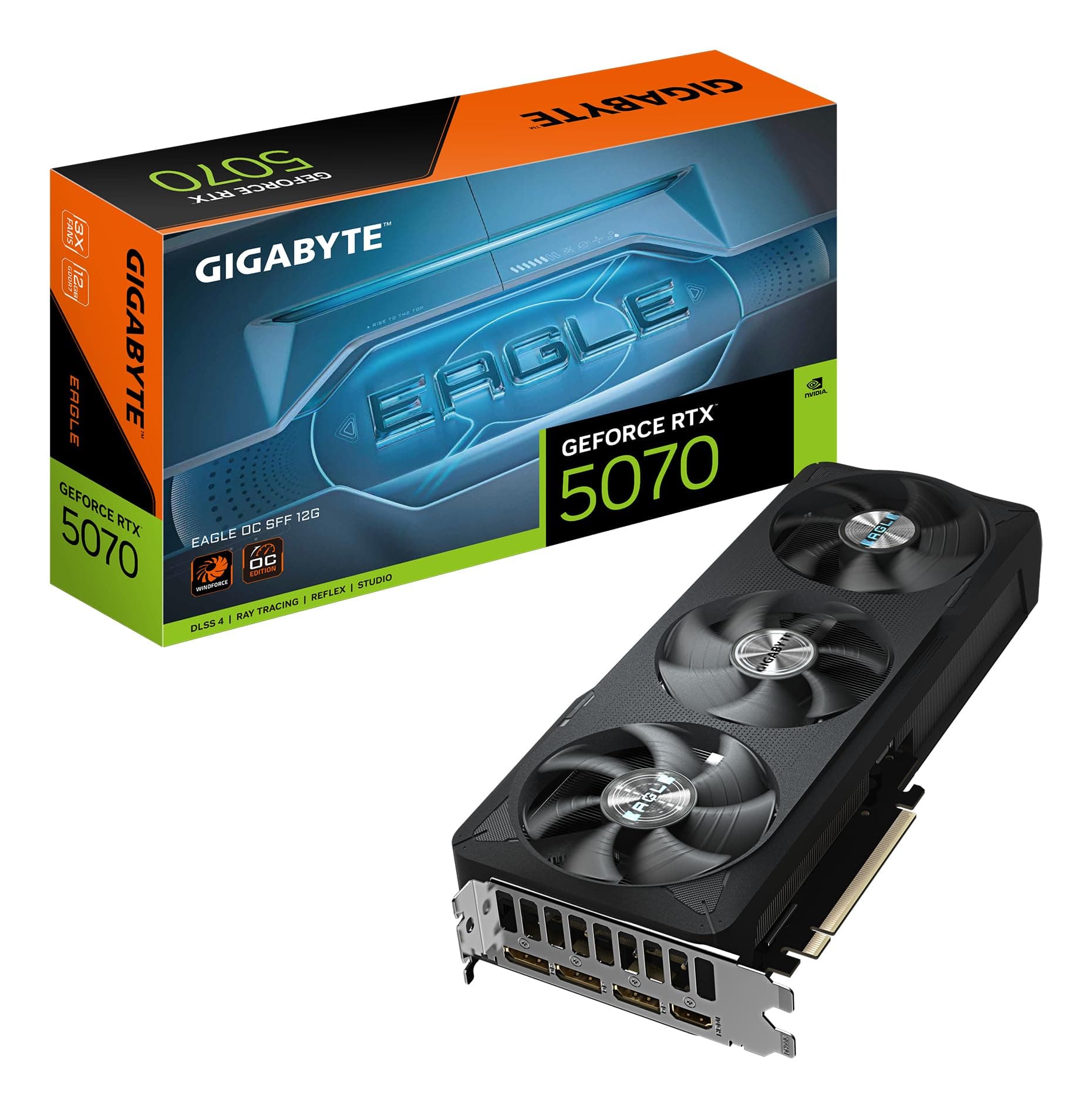 Gigabyte GeForce RTX 5070 Eagle OC SFF 12G Grafikkarte - 12GB GDDR7, 192 Bit, PCI-E 5.0, 2587 MHz Core Clock, 3 x DP 2.1b, 1 x HDMI 2.1b, NVIDIA DLSS 4, GV-N5070EAGLE OC-12GD Bild 2