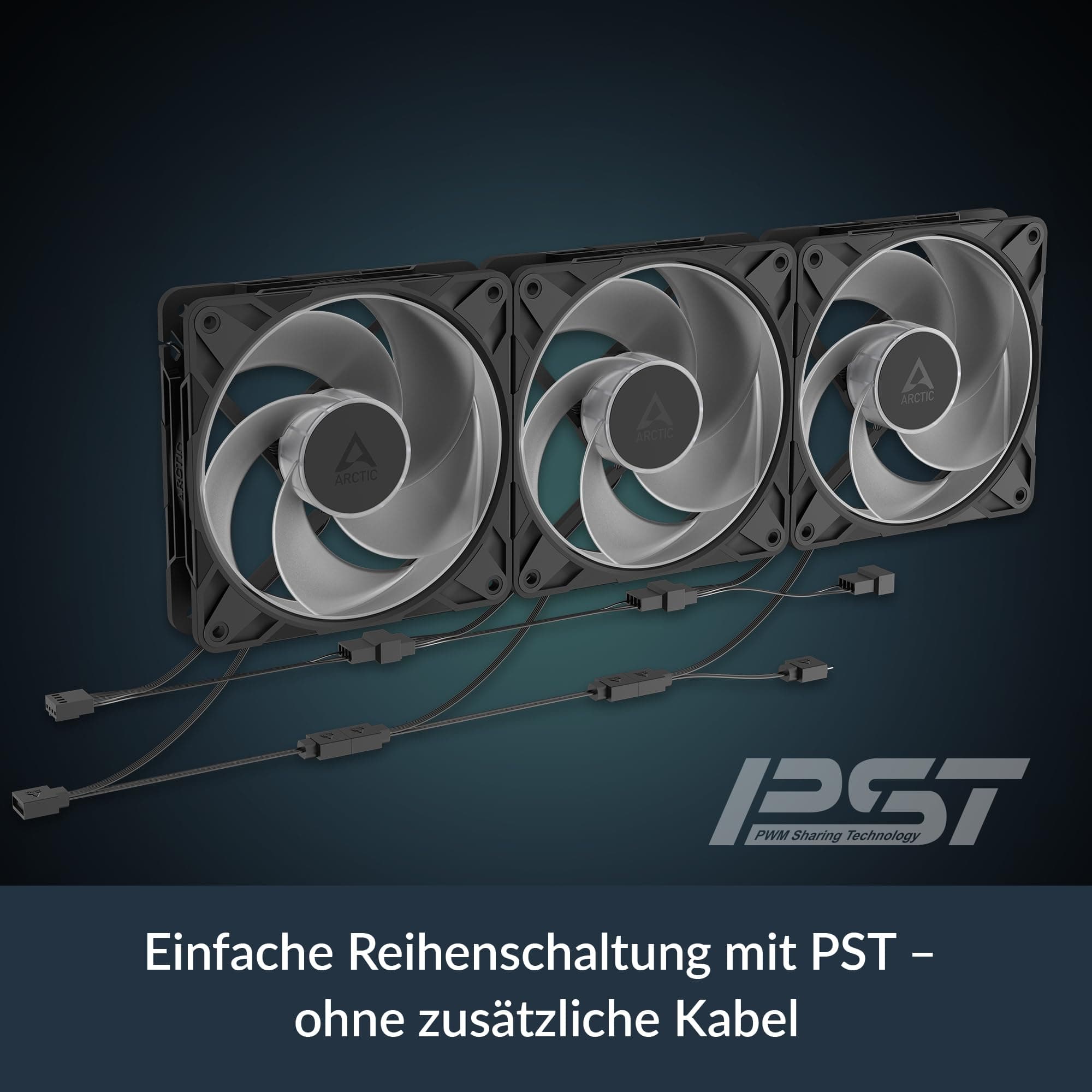 ARCTIC P12 Pro Reverse A-RGB – 3 Pack – 120 mm Premium-Lüfter mit Reverse Airflow, PWM-Lüfter mit Y-Kabelsplitter, 500-3000 rpm, 0 rpm <5% PWM, 5V Digital RGB, Hydrodyn. Gleitlager, 4-Pin - Schwarz Bild 7