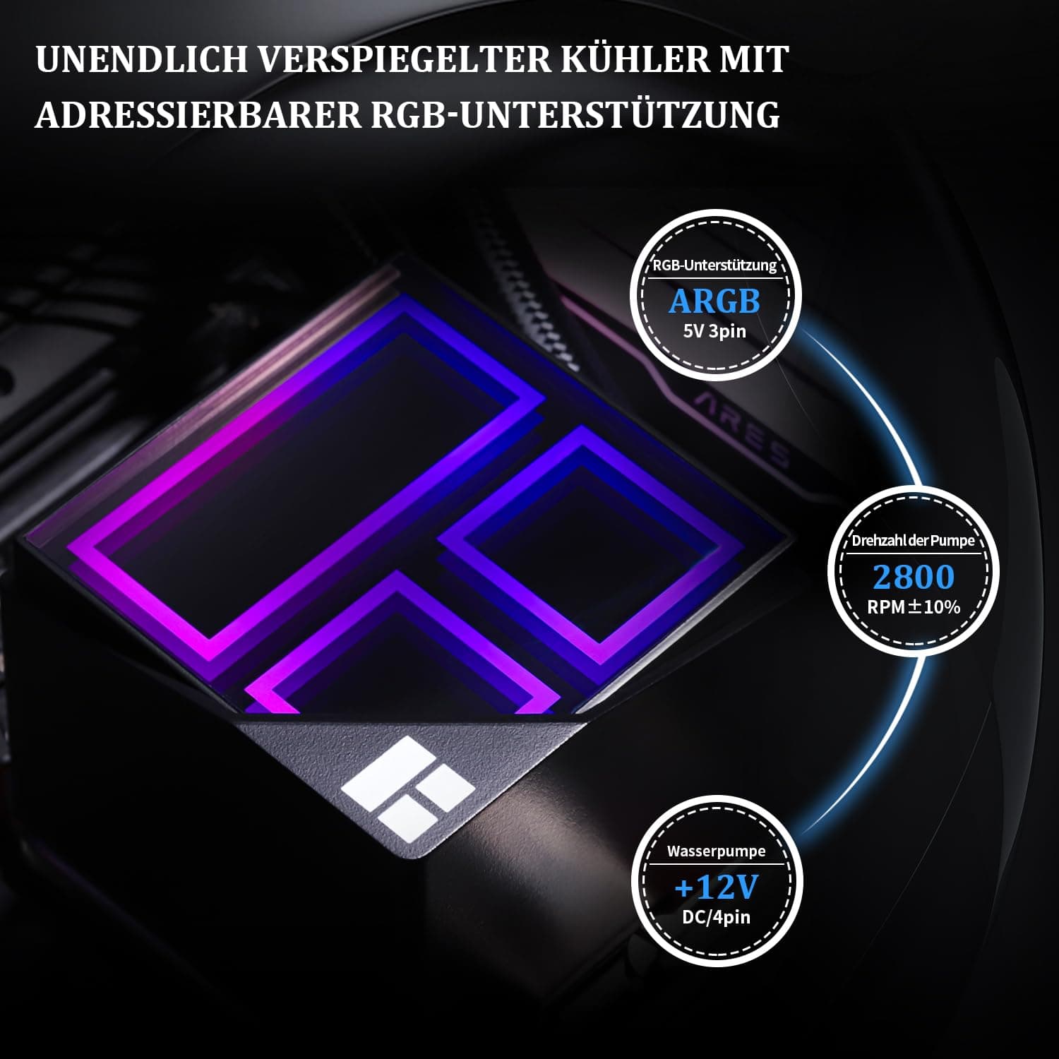 Thermalright Frozen Infinity 240 BLACK CPU-Wasserkühler, 240 Aio CPU-Kühler, Doppel-TL-M12-PWM-Lüfter, Infinity Mirror CPU-Kühler, für AMD/AM4/AM5, Intel LGA1851/1700/1150/1151 Bild 5