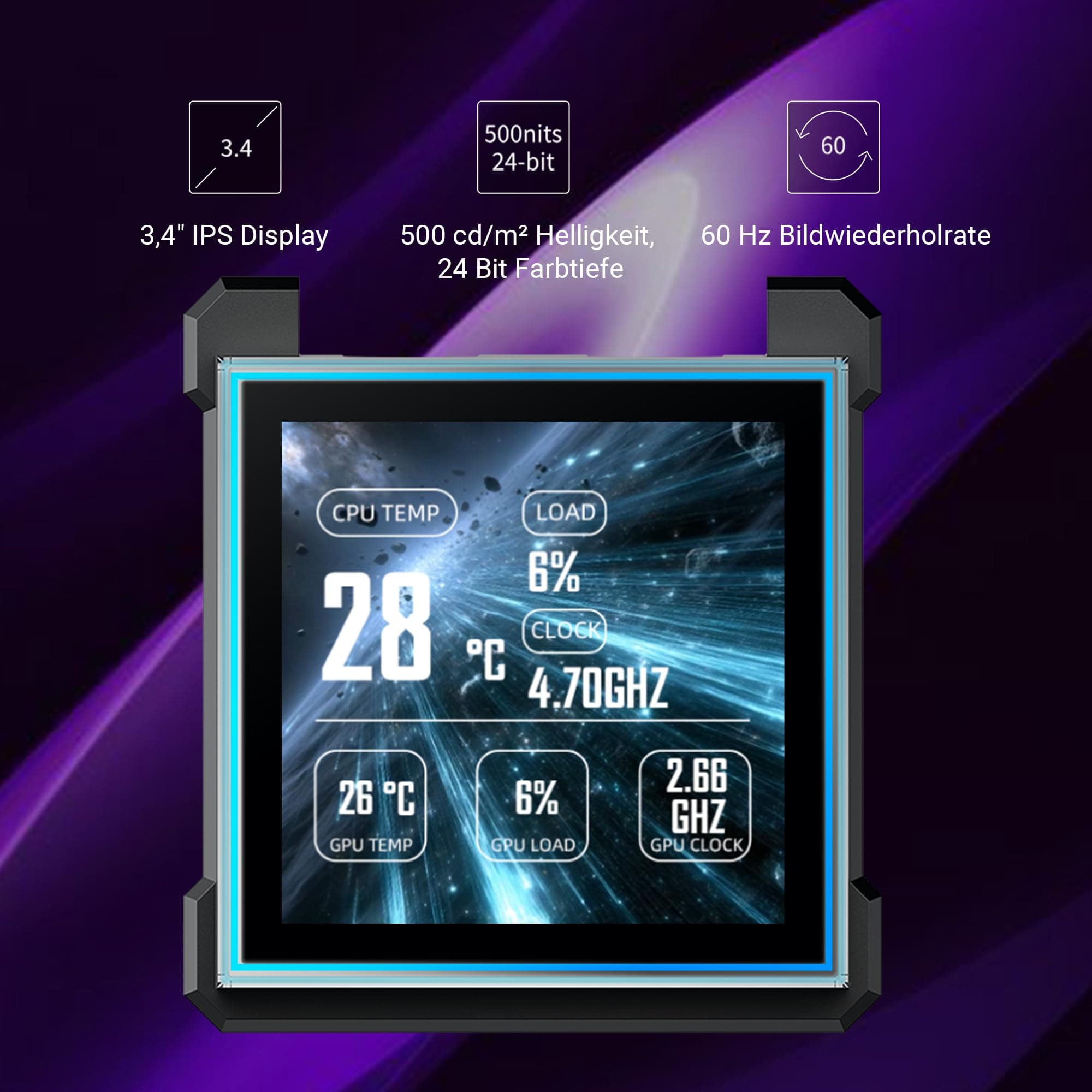 Lian Li HydroShift II LCD-S 360 UNI FAN CL Weiß | 360 mm AiO-Wasserkühlung mit 3,4" IPS-Display – Leistungsstarke Kühlung mit atemberaubender RGB-Beleuchtung Bild 3