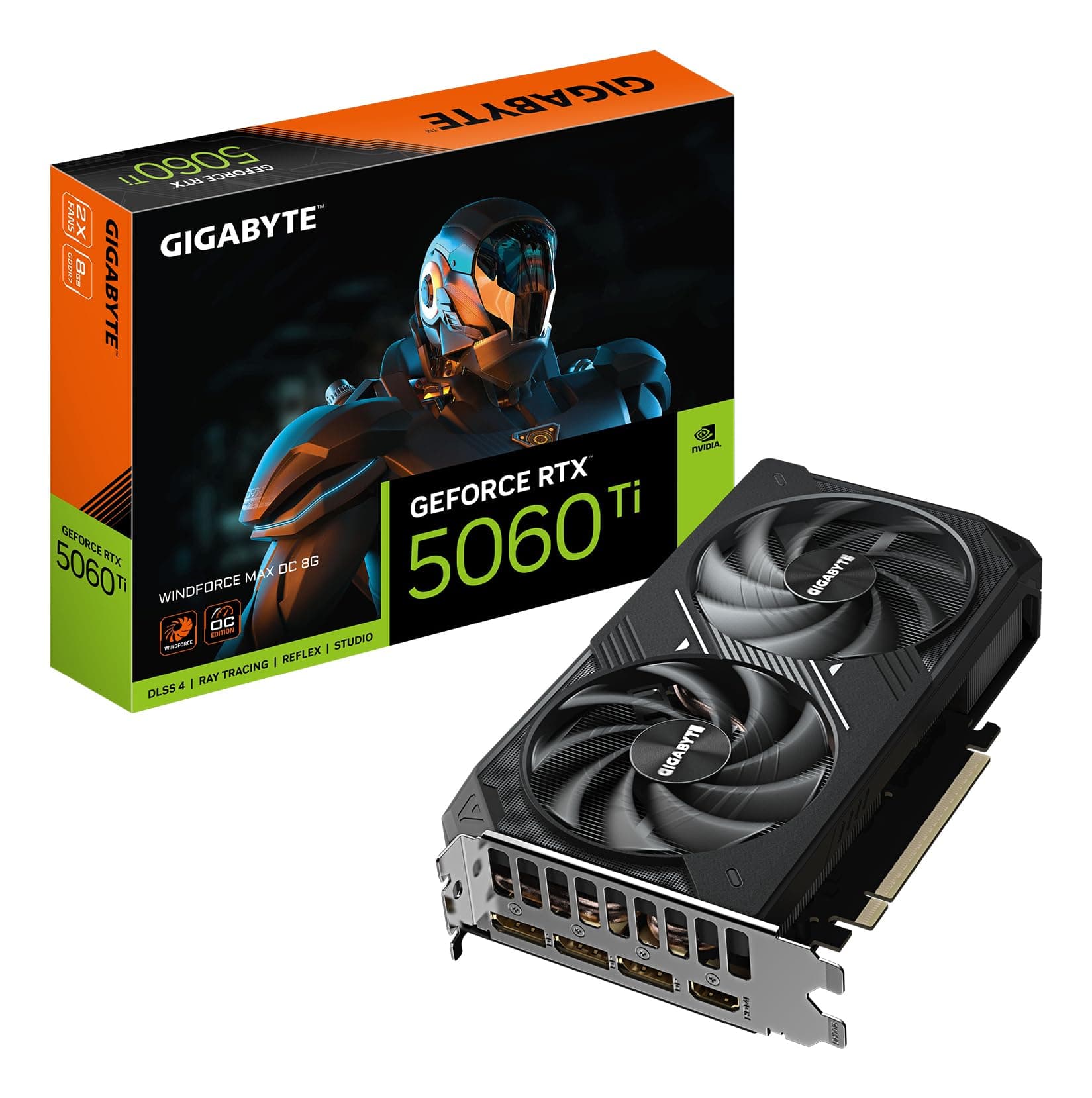 Gigabyte GeForce RTX 5060 Ti WINDFORCE MAX OC 8G Grafikkarte – 8 GB GDDR7, 128 Bit, PCI-E 5.0, 2587 MHz Kernfrequenz, 3 x DisplayPort, 1 x HDMI, NVIDIA DLSS 4, GV-N506TWF2MAX OC-8GD Bild 2