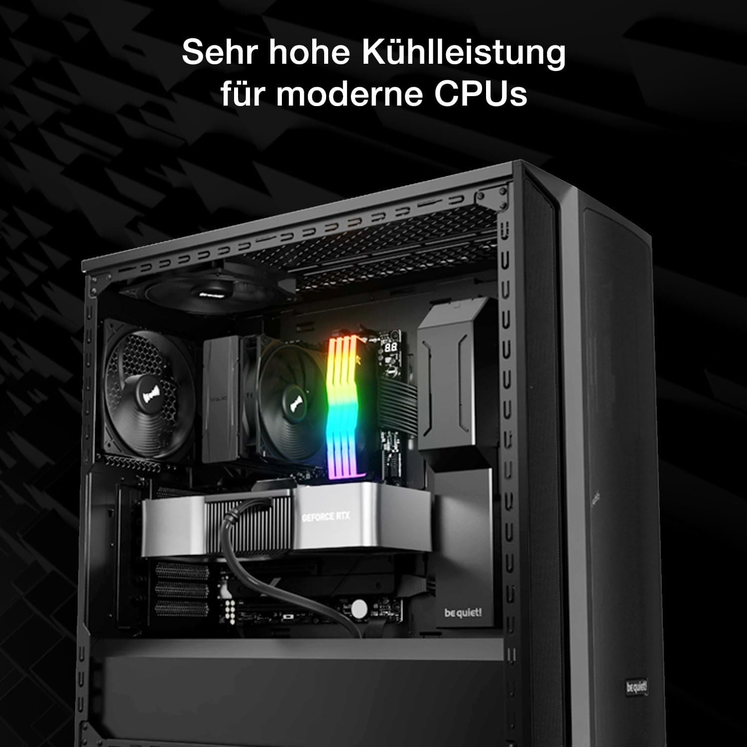 be quiet! Pure Rock 3 Black Luftkühler, sehr hohe Kühlleistung, 4 Hochleistungs-Heatpipes mit HDT-Technologie, optimierter Pure Wings 3 120mm PWM- Lüfter, vorinstallierte Montagebrücke Bild 3