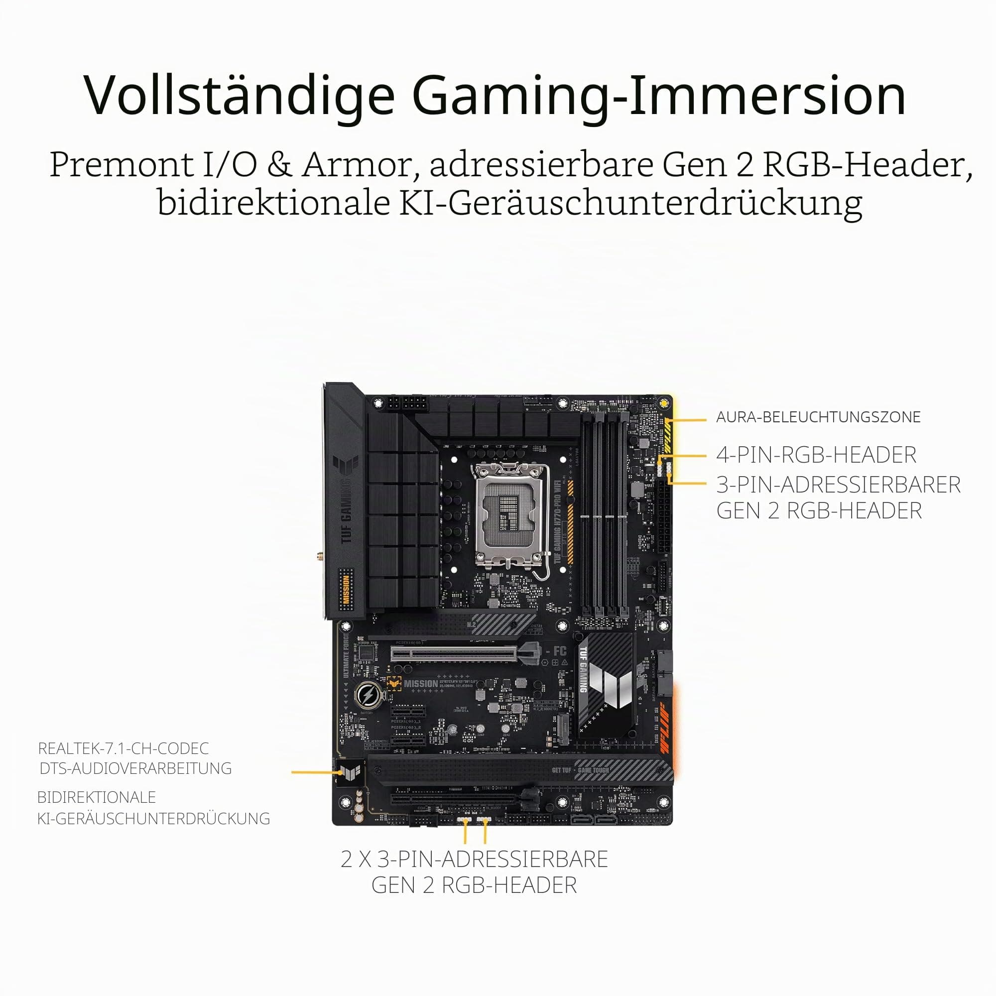 ASUS TUF Gaming H770-PRO WiFi Mainboard Sockel Intel LGA 1700 (Intel H770, ATX, PCIe 5.0, DDR5-Speicher, 4X PCIe 4.0 M.2, Intel WiFi 6, Aura Sync) Pro WiFi TUF H770 Bild 7