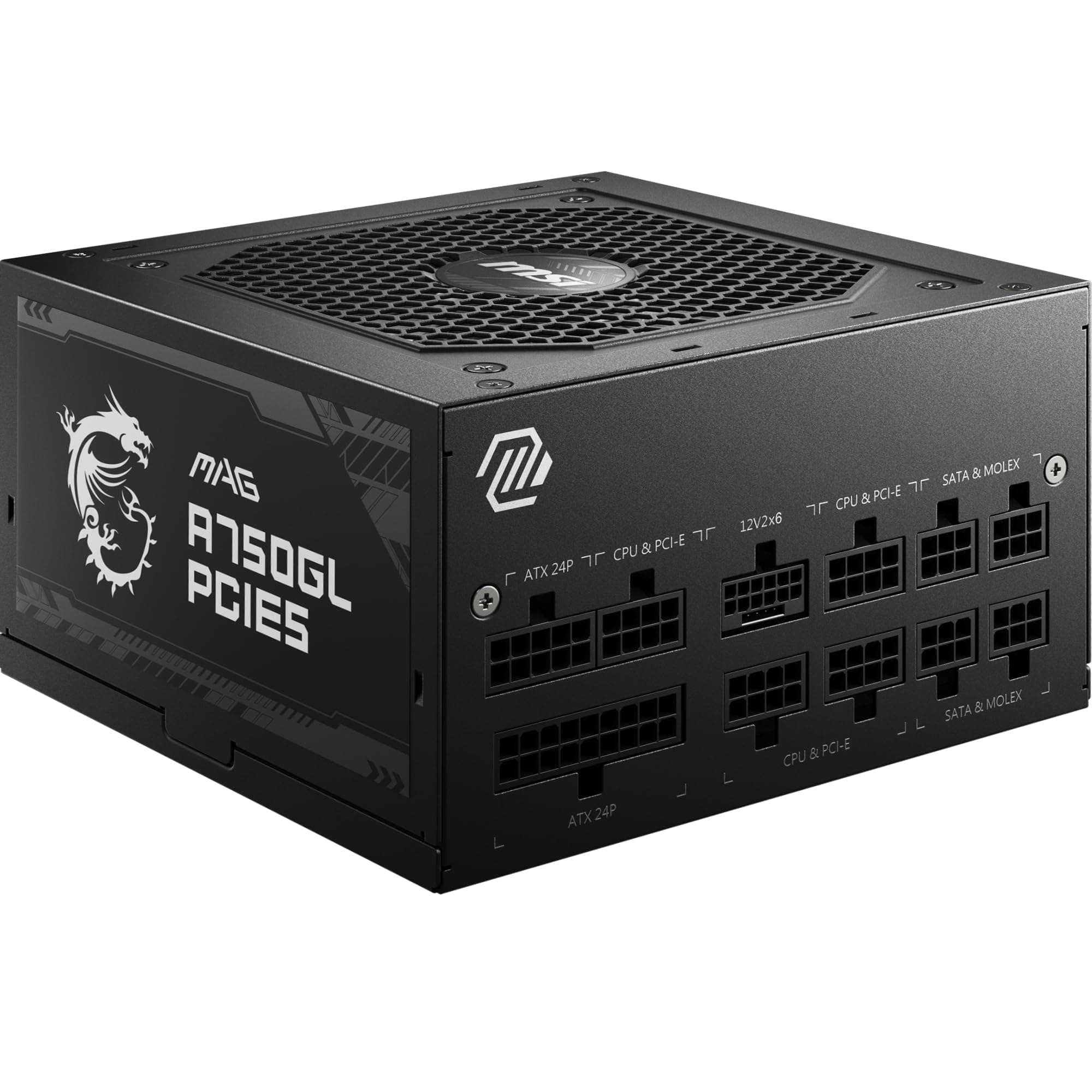MSI MAG A750GL PCIE5 Netzteil, 750W, 80 Plus Gold vollmodular, ATX 3.0, unterstützt PCIe 5.0 GPU, 120mm FDB Lüfter mit dynamischen Kugellager, Full-Bridge LLC, Schwarze Flachkabel - 7 Jahre Garantie 750W PCIE5