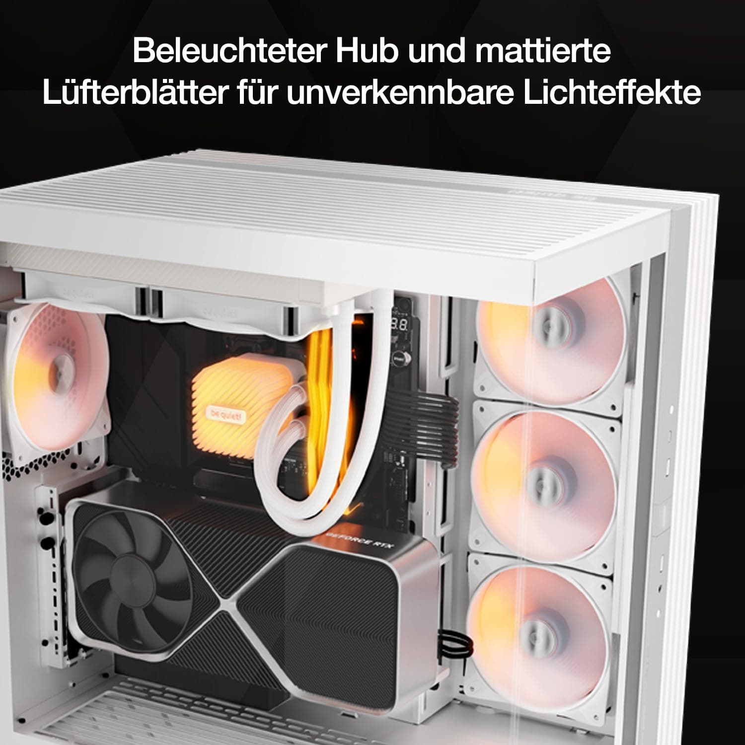 be quiet! Light Wings LX 120mm PWM Reverse White Lüfter, 7 optimierte und invertierte Lüfterblätter, außergewöhnlicher Luftdruck, ideal in der Seite oder am Boden des Gehäuses, beleuchteter Hub Bild 7