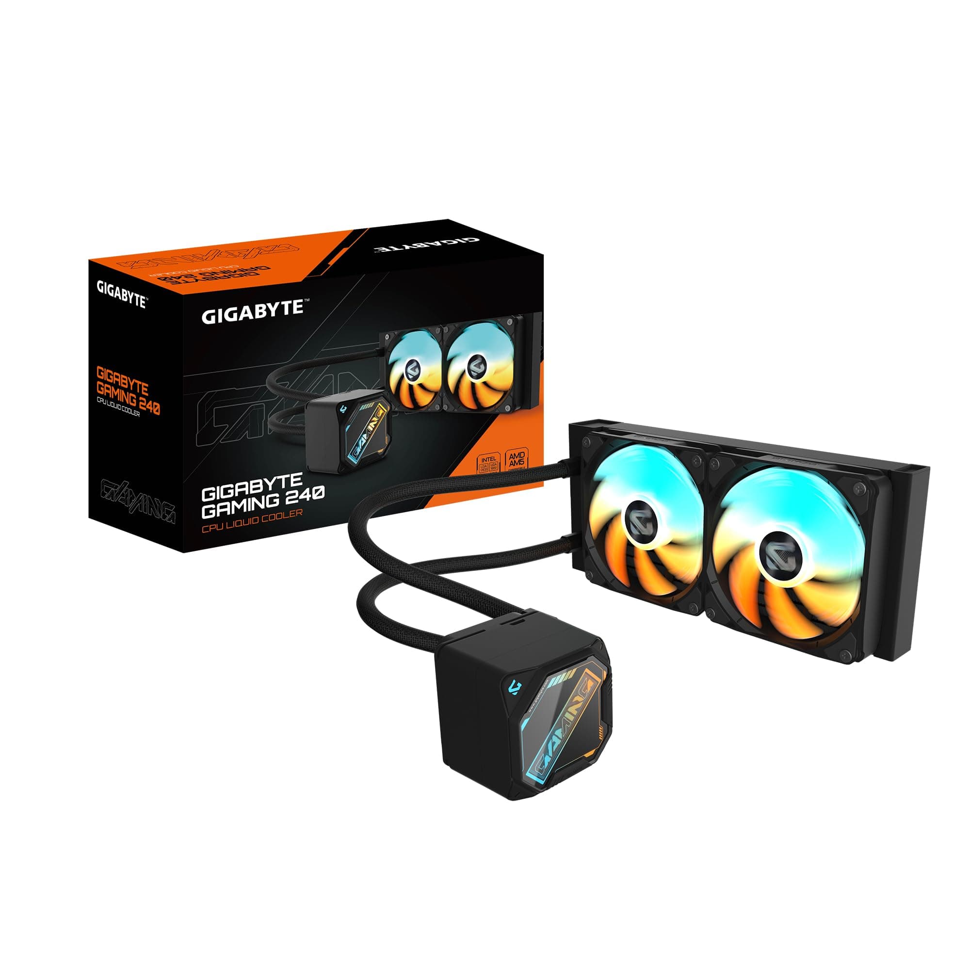 GIGABYTE Gaming 240 Flüssigkeitskühler für CPU - 2x120mm ARGB-Lüfter, Schiebe-Verriegelungsmechanismus, Daisy-Chain, Kompatibel mit Intel LGA 1851 und AMD AM5 Bild 2