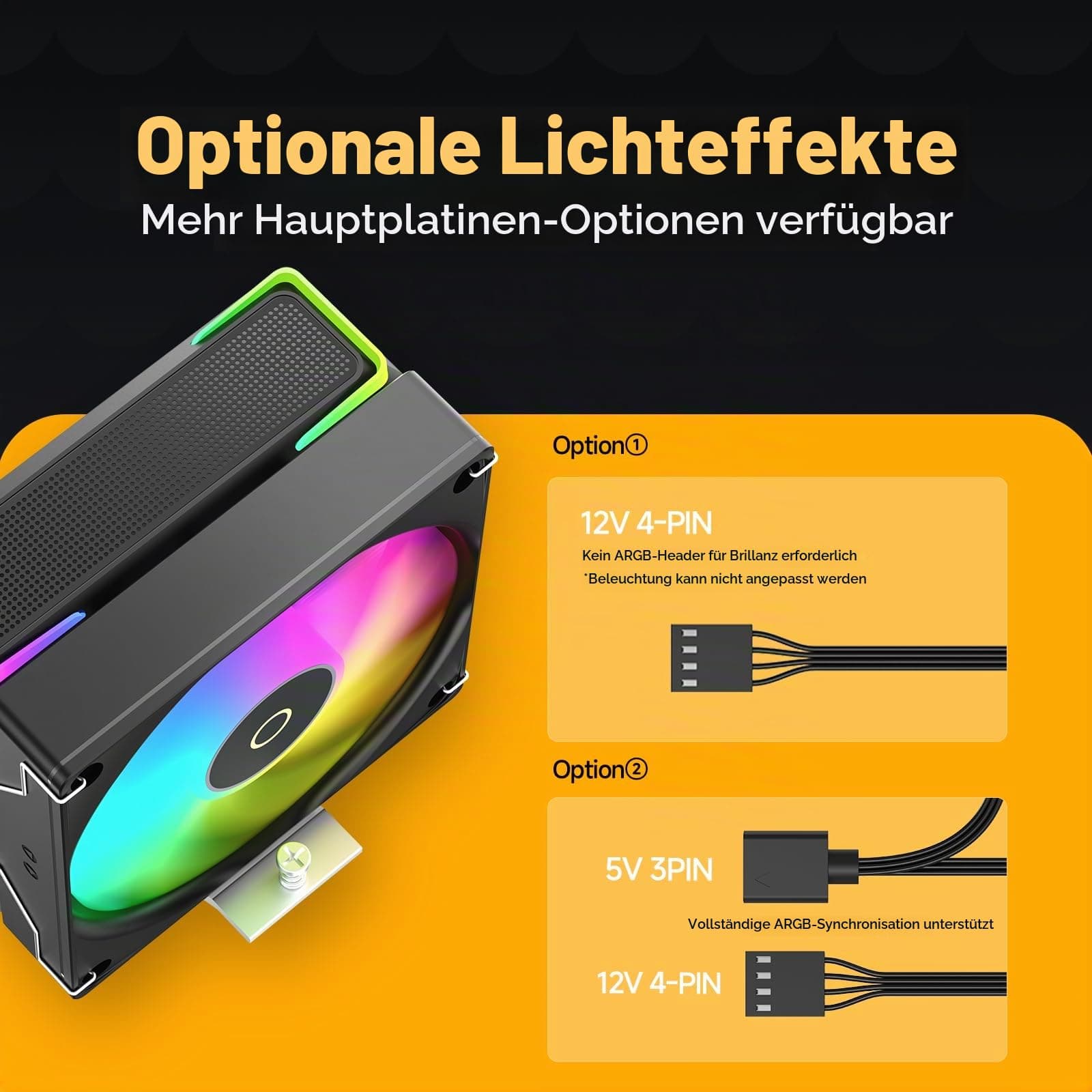 Delta A40 SE BK ARGB CPU Kühler,Einzigartige Top Abdeckung,4 Direktberührungs-Wärmerohre Vernickelt,Leiser 120mm PWM Lüfter mit Hydro Lager,800-1800U/min,für Intel LGA 115X/1200/1700/1851,AMD AM4/AM5 Bild 7