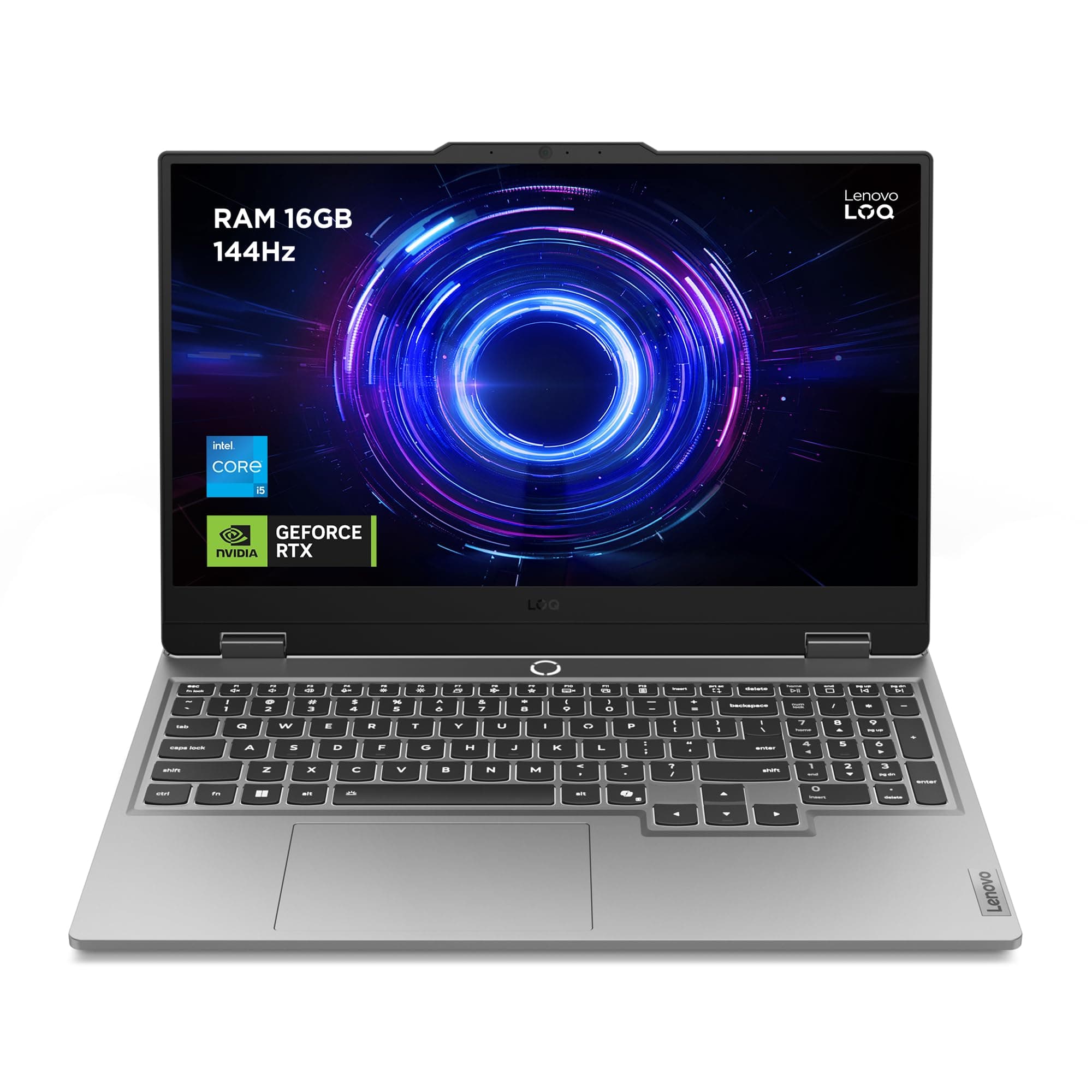 Lenovo LOQ 15IRX10 – Gaming-Laptop 15,6 Zoll FHD 144 Hz (Intel Core i5-13450HX, RAM 16 GB, SSD 512 GB, NVIDIA RTX 5050 8 GB, ohne Betriebssystem) Tastatur mit weißer Hintergrundbeleuchtung AZERTY