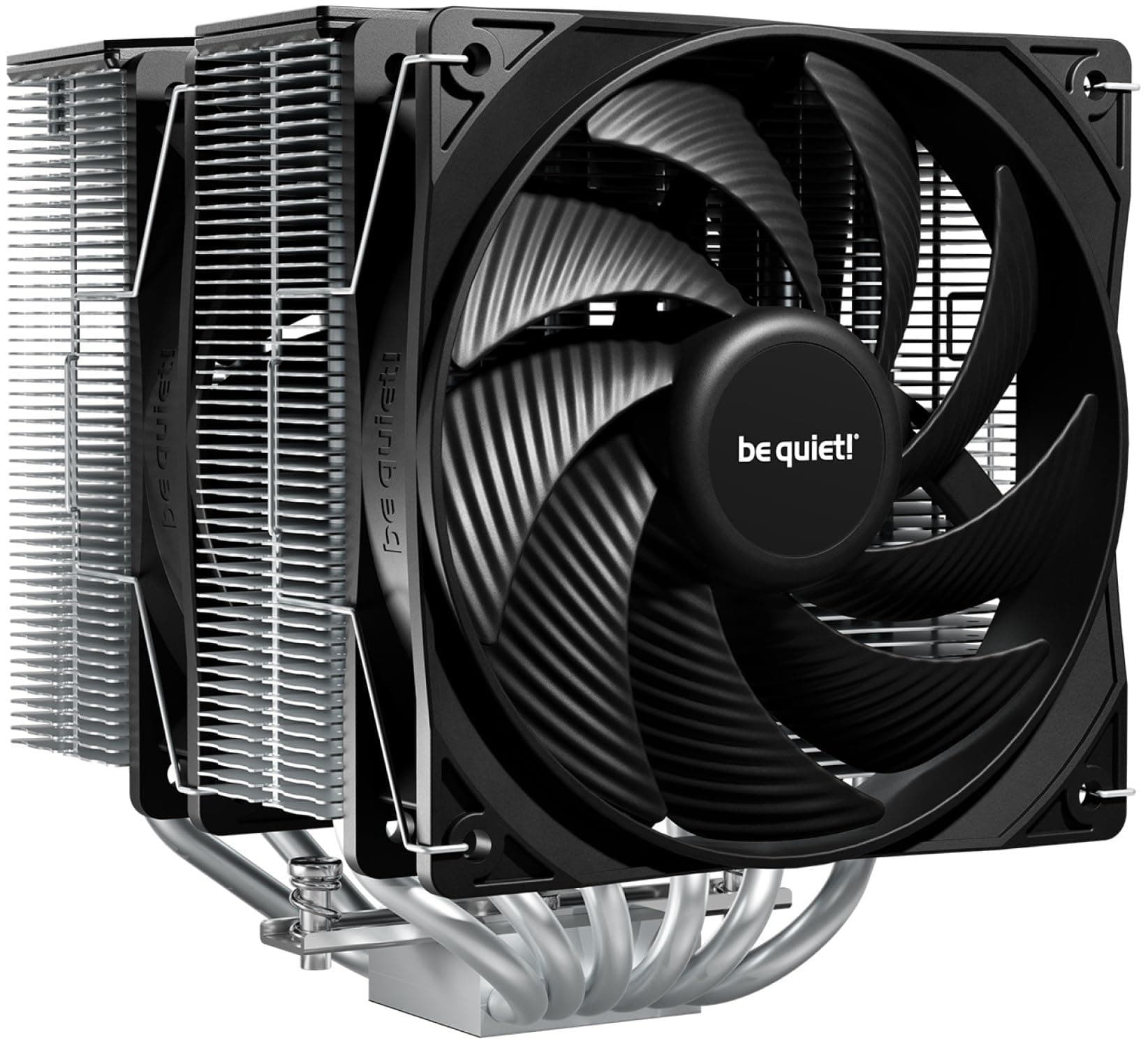 be quiet! Pure Rock Pro 3 Silver Luftkühler, beeindruckend hohe Kühlleistung, sechs 6mm Hochleistungs-Heatpipes, 2 optimierte Pure Wings 3 120mm PWM-Lüfter, kompatibel mit Flüssigmetall-Wärmeleitpaste Bild 2